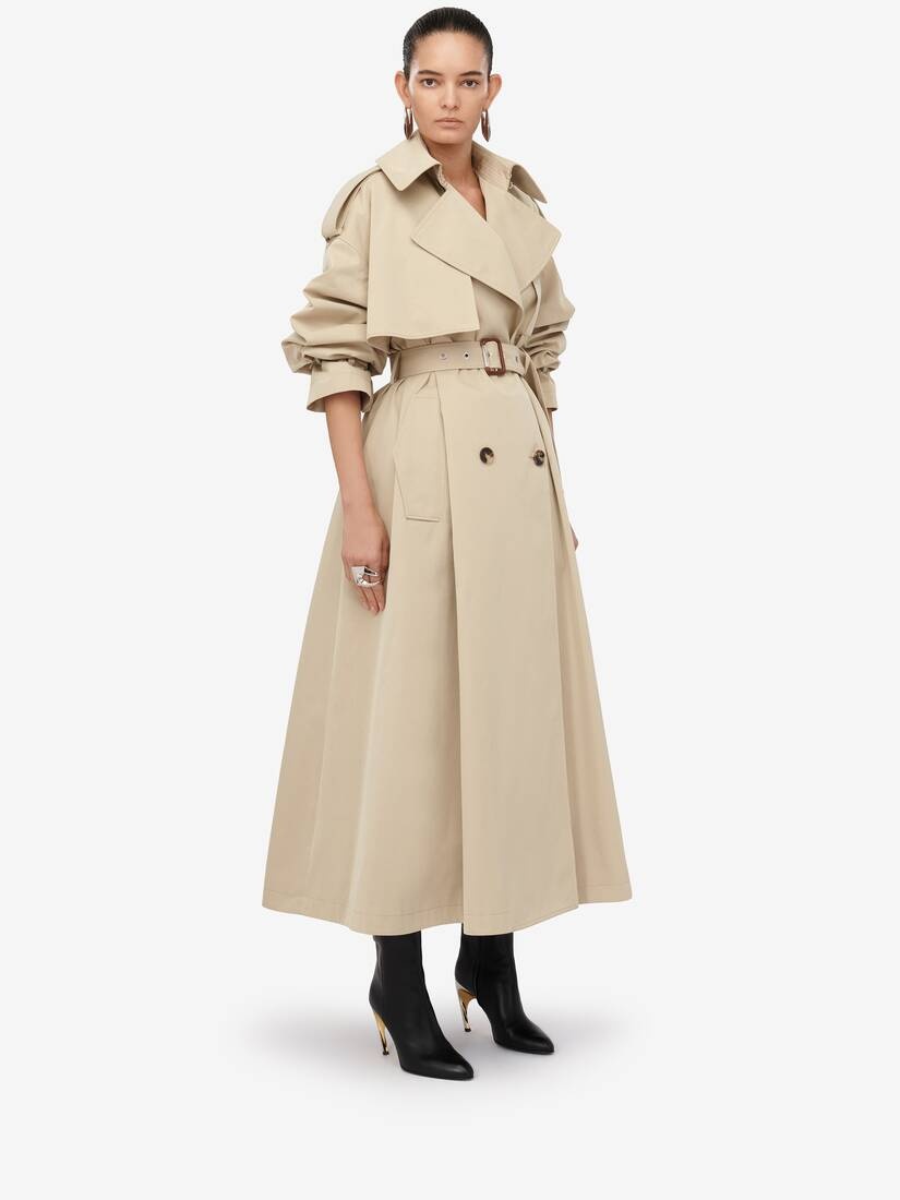 Women's Military Trench Coat in Pale Beige - 3