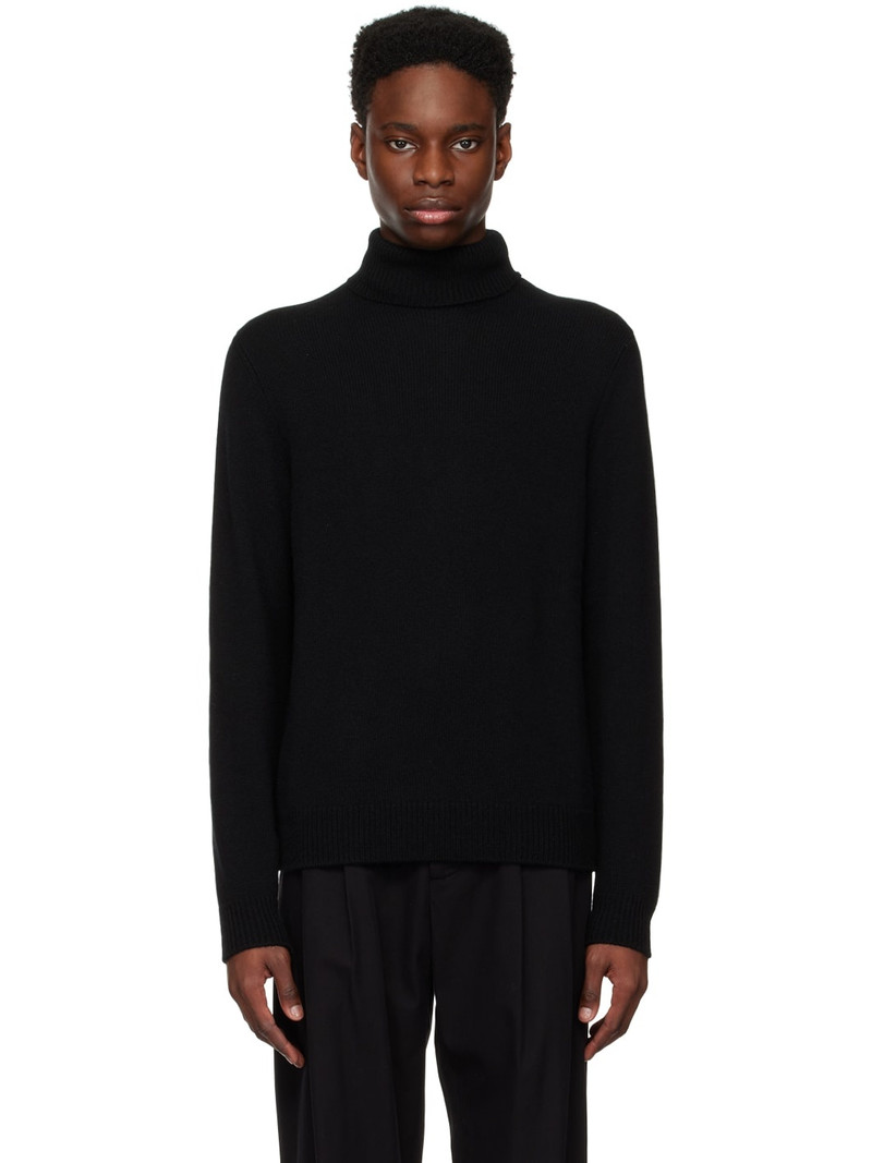 Black Ribbed Turtleneck - 1