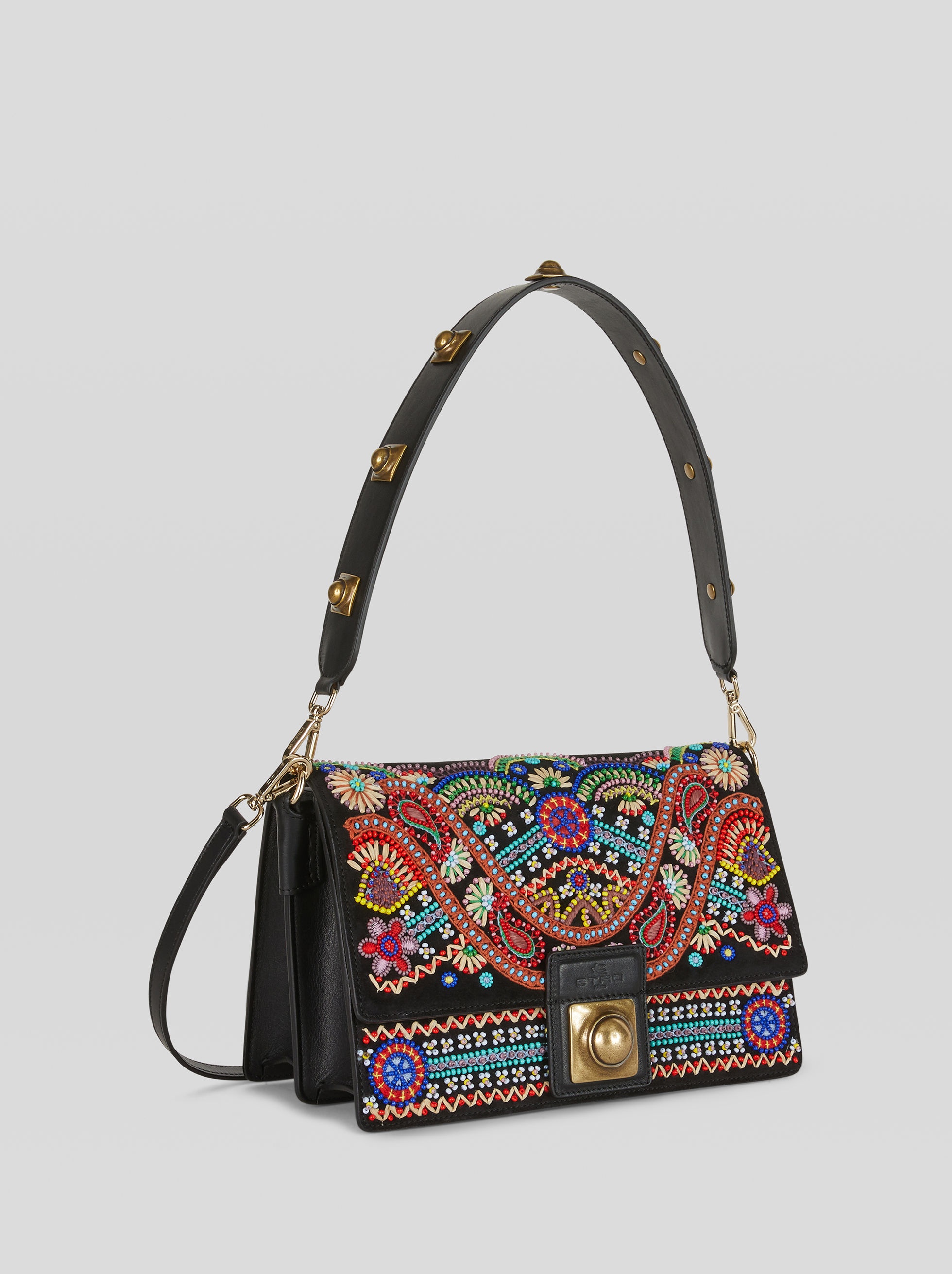 CROWN ME EMBROIDERED SUEDE SHOULDER BAG - 5