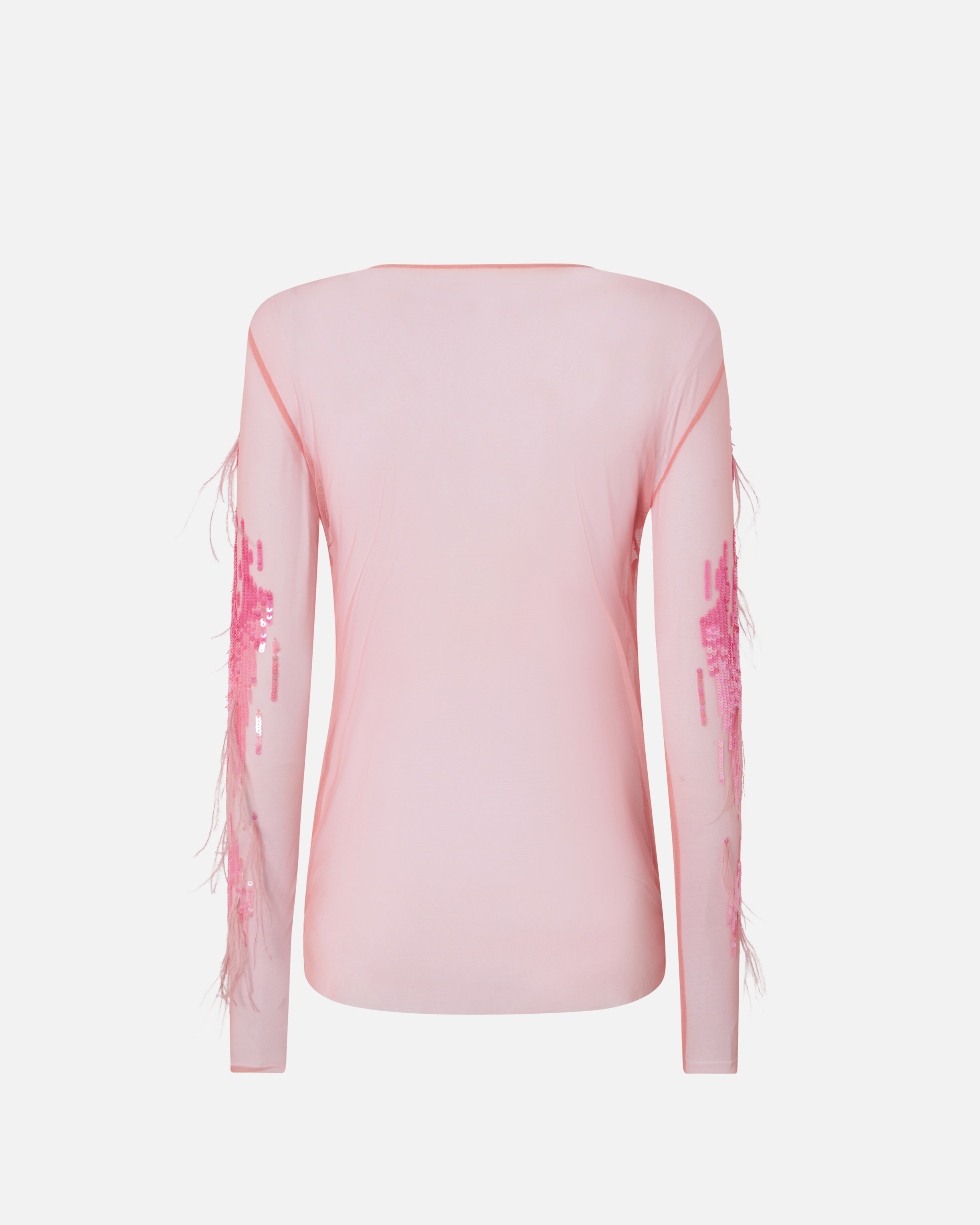 SHEER SWEATER WITH SEQUINS AND FEATHERS - 2