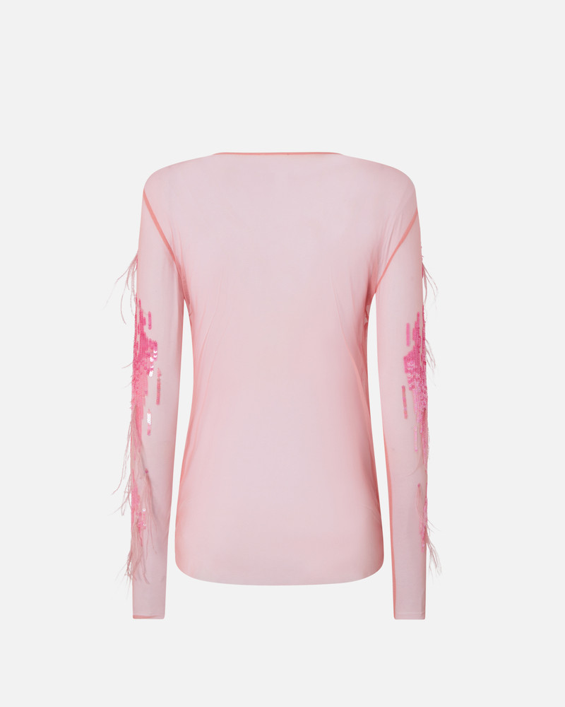 PINKO SHEER SWEATER WITH SEQUINS AND FEATHERS outlook