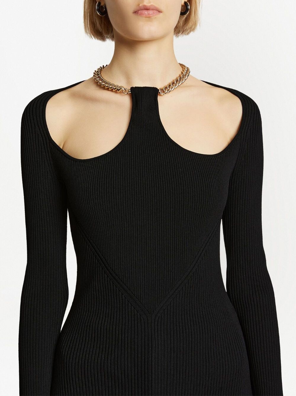 chain-detail ribbed-knit jumper - 6