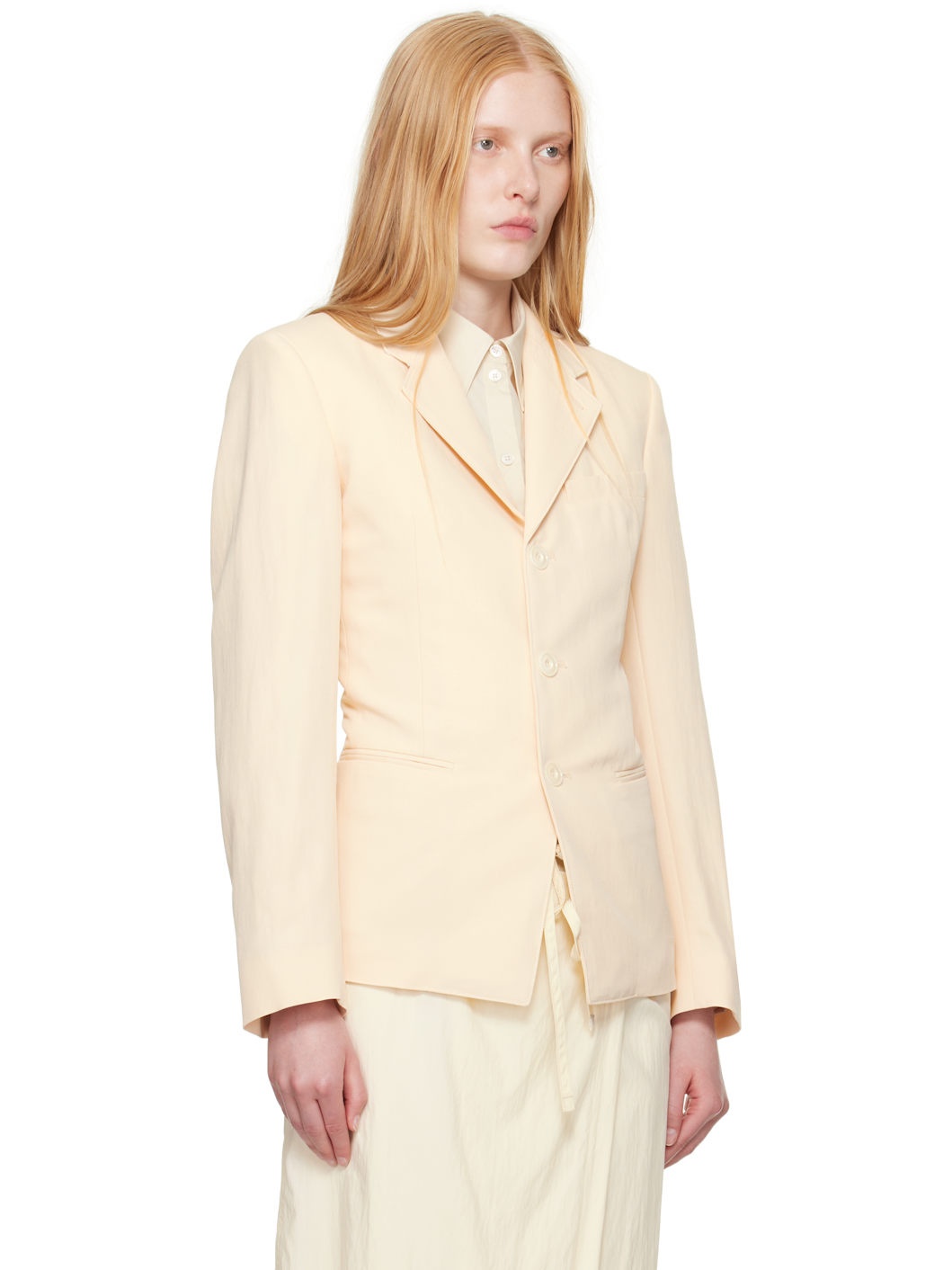 Off-White Single-Breasted Fitted Tailored Blazer - 2