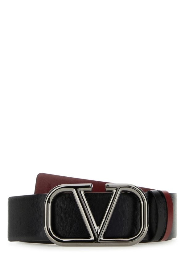 Black leather VLogo Signature belt - 1