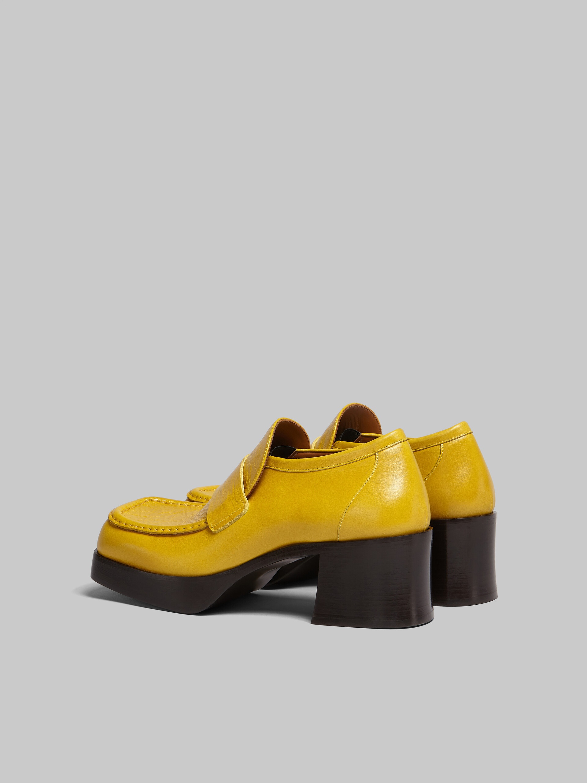 YELLOW LEATHER HEELED LOAFER - 3