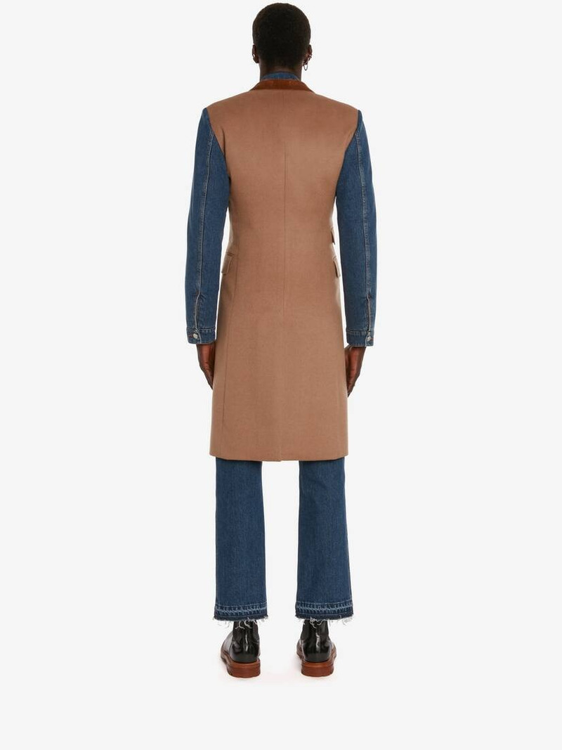 Hybrid Denim Sleeve Coat in Camel 4