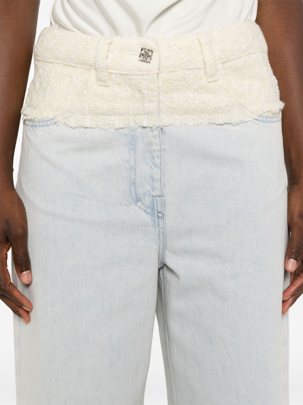 4G Liquid-button tweed-panel jeans - 5