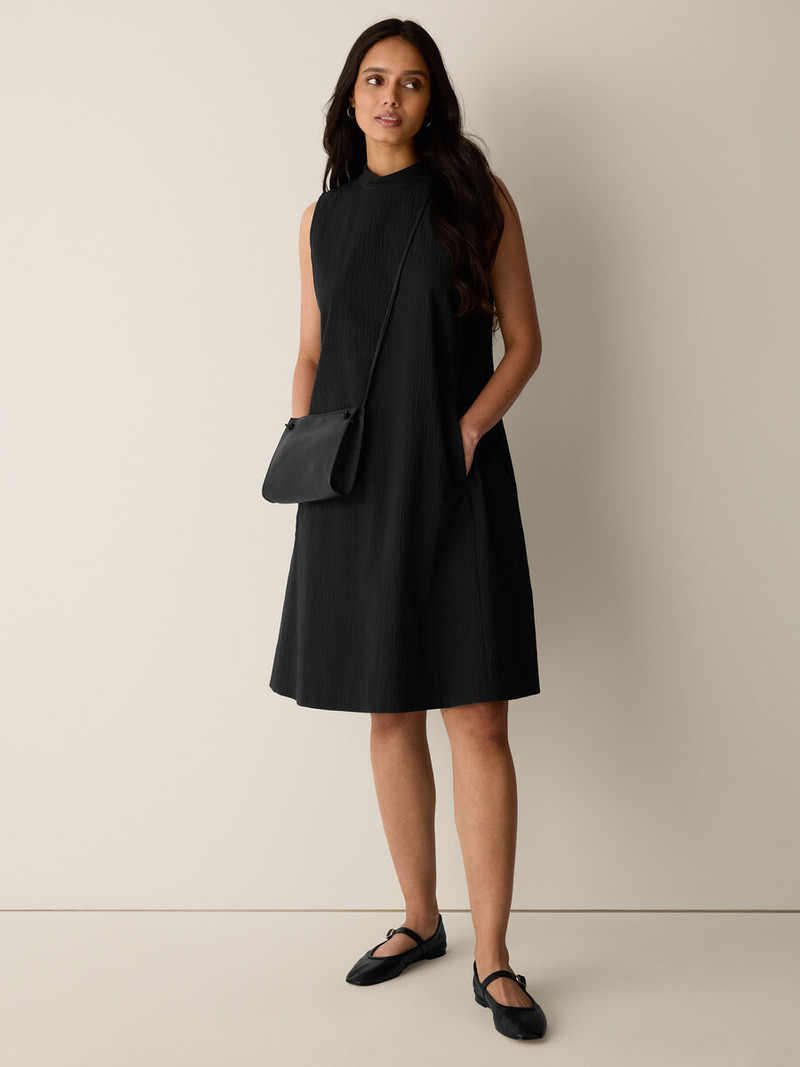 Organic Cotton Pucker Mock Neck Dress 3