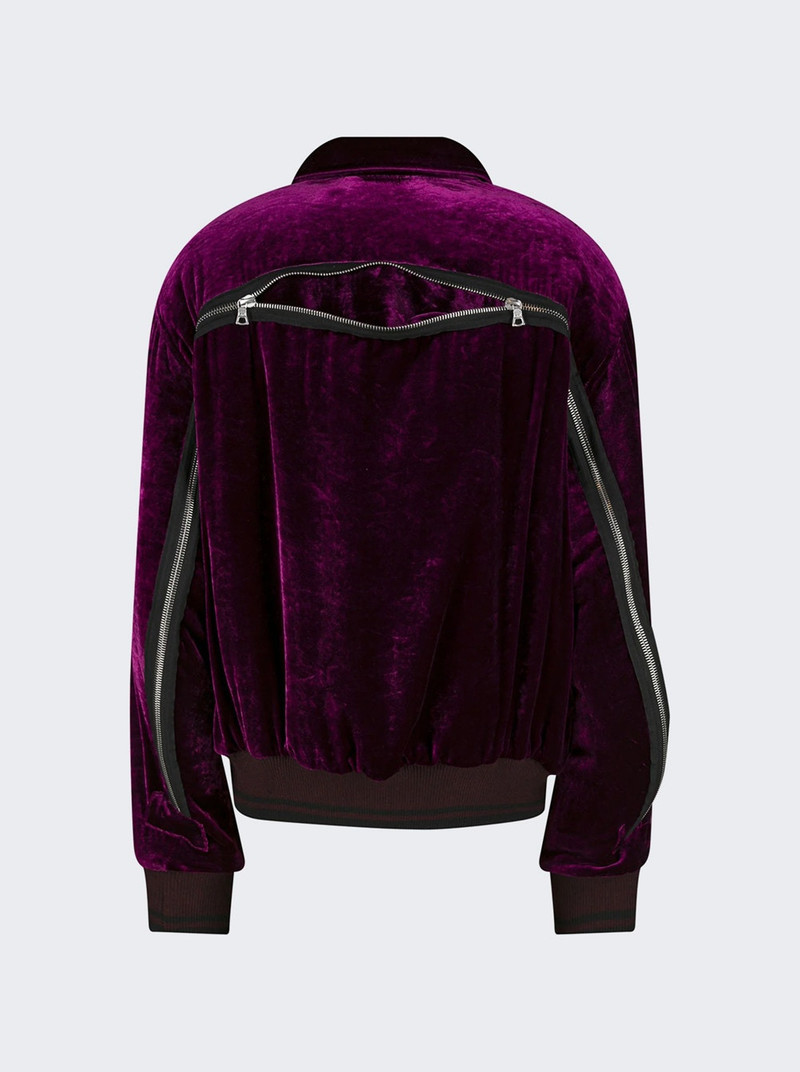 Dries Van Noten Venlo Velvet Bomber Jacket Burgundy outlook
