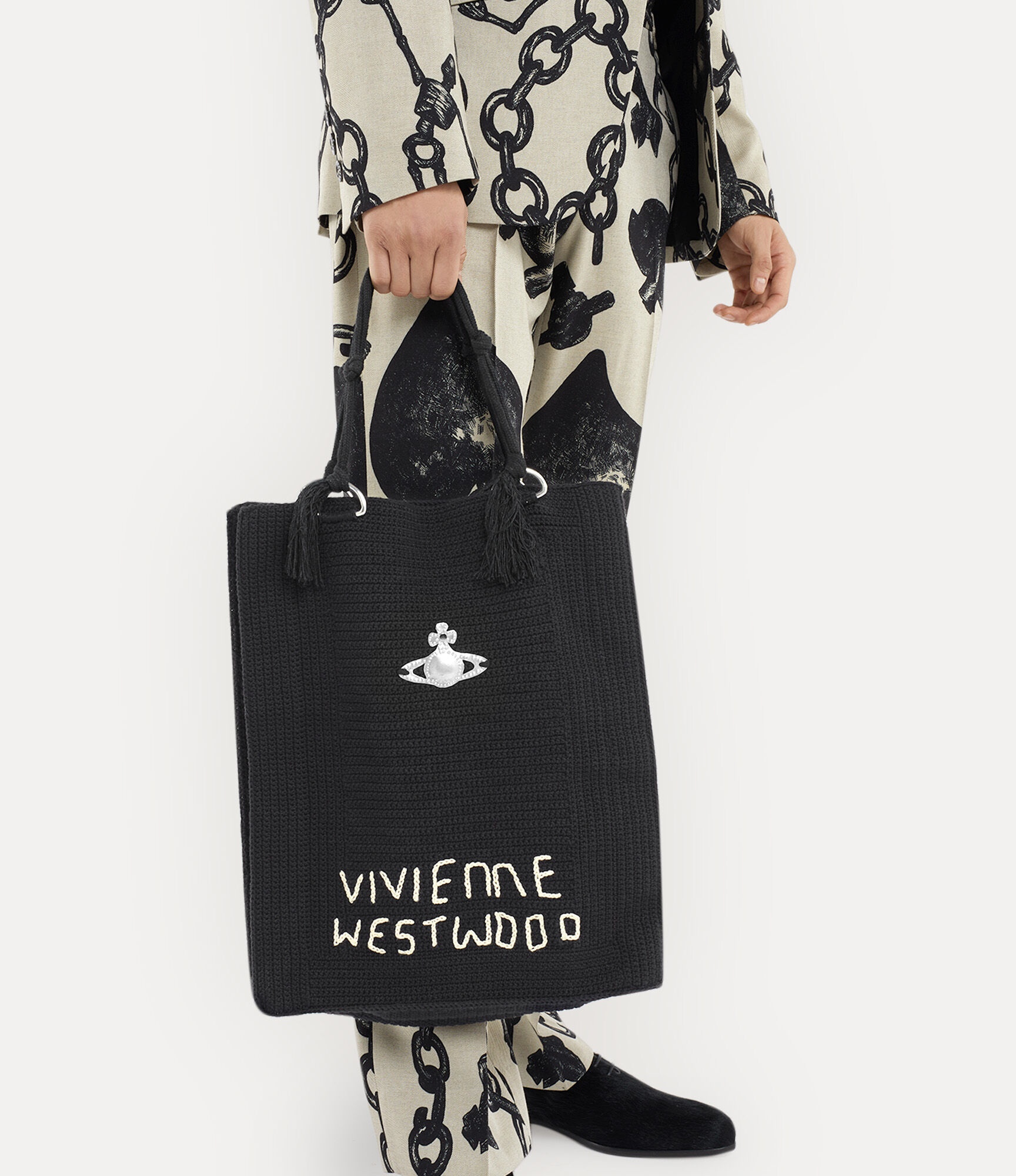 Vivienne Westwood LARGE MABEL CROCHET TOTE BAG | REVERSIBLE