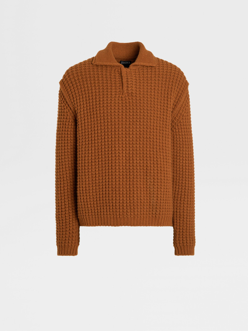 DARK FOLIAGE OASI CASHMERE POLO SWEATER 1