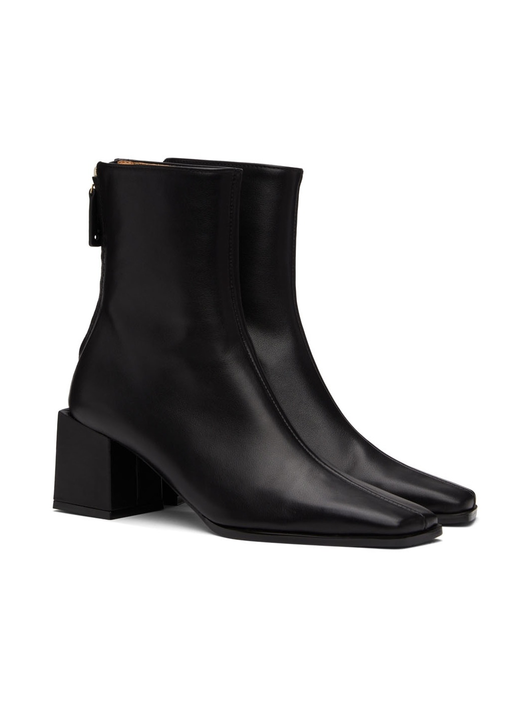 Black Cube Heel Basic Boots - 4