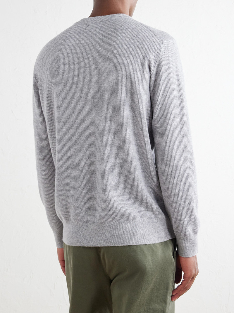 Wool and Cashmere-Blend Waffle Henley Sweater 4