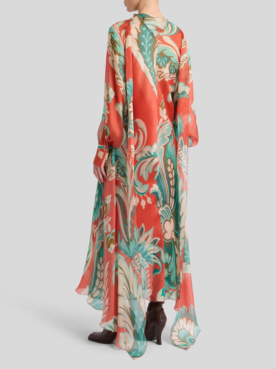 SILK MIDI DRESS WITH DRAPES - 4