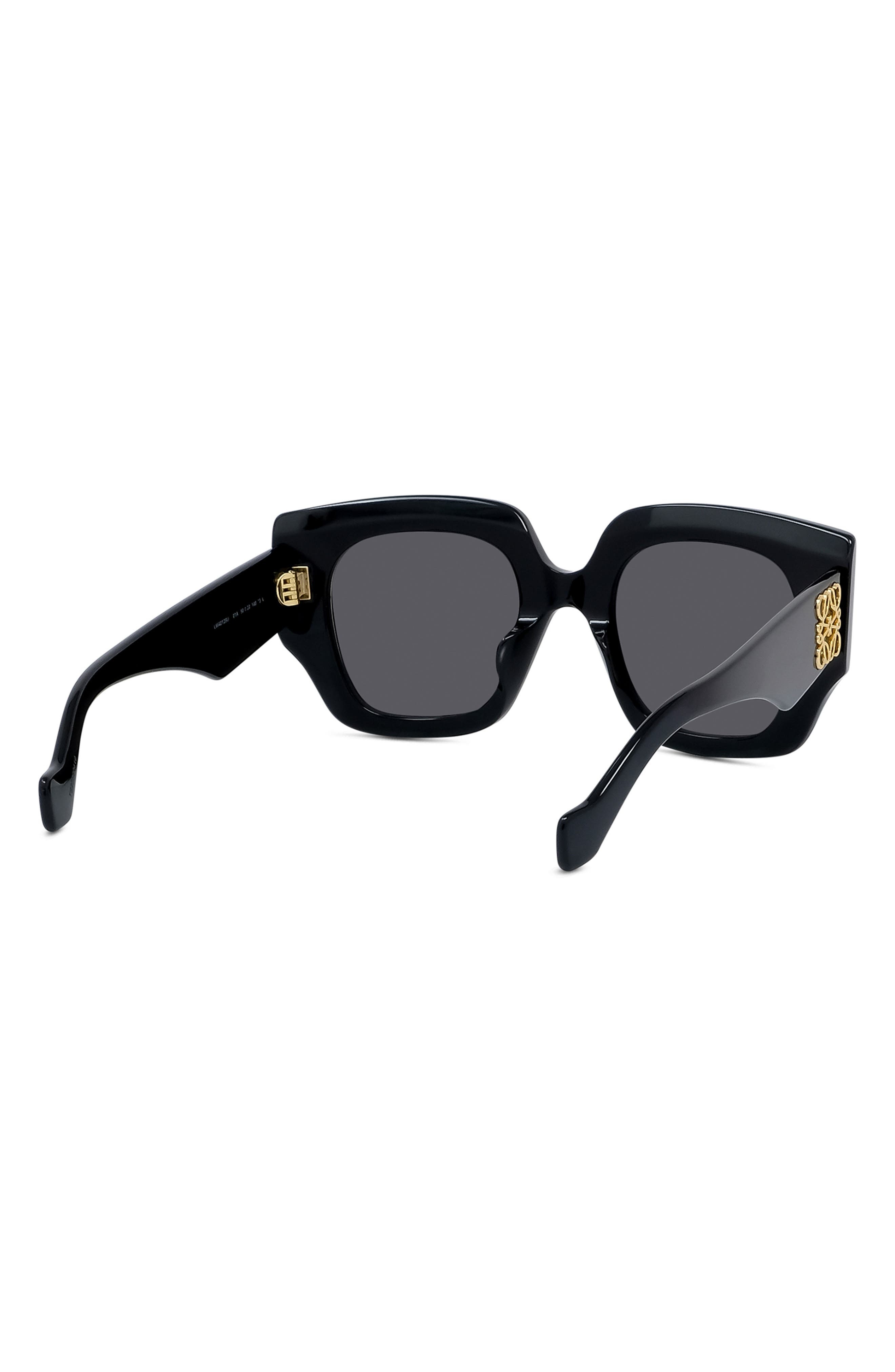 Loewe Anagram 50mm Small Geometric Sunglasses in Shiny Black /Smoke at Nordstrom - 7