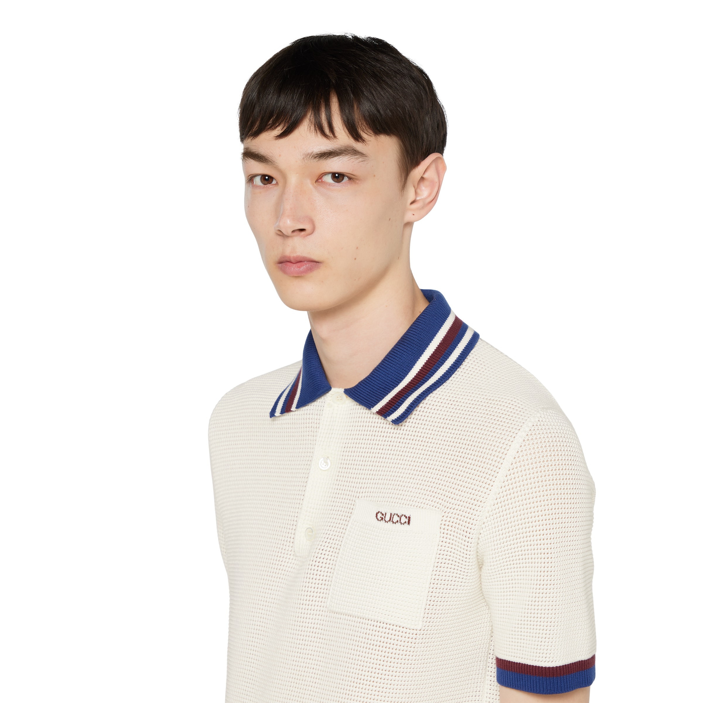 Cotton piquet polo shirt with intarsia - 5