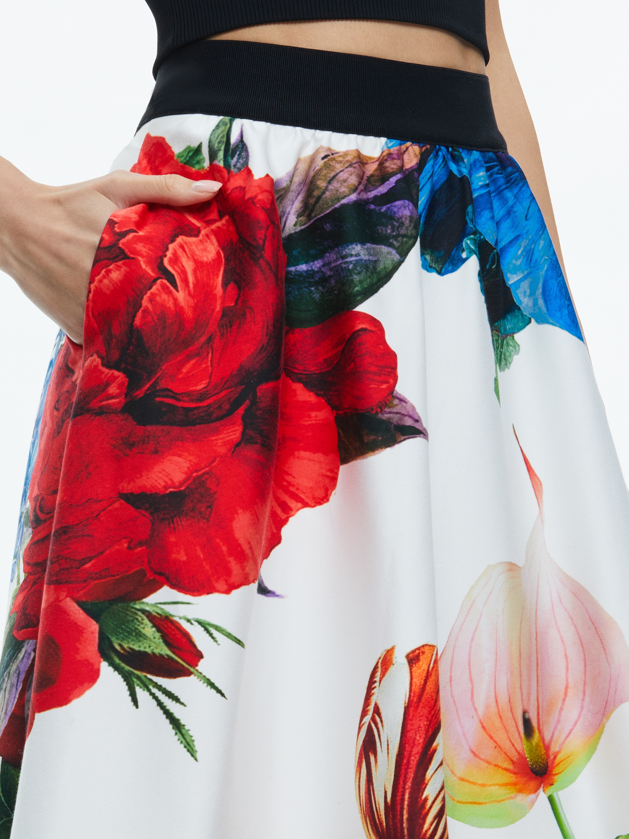 EARLA HIGH RISE FLARED MIDI SKIRT - 5