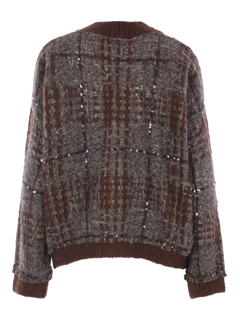 Brunello Cucinelli sequin-check cardigan outlook