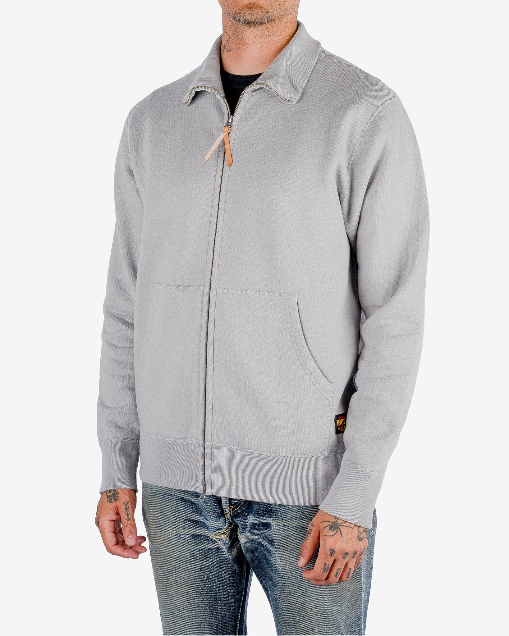 IHSW-11-GRY 14oz Ultra Heavyweight Loopwheel Cotton Zip Up Sweater - Grey - 2
