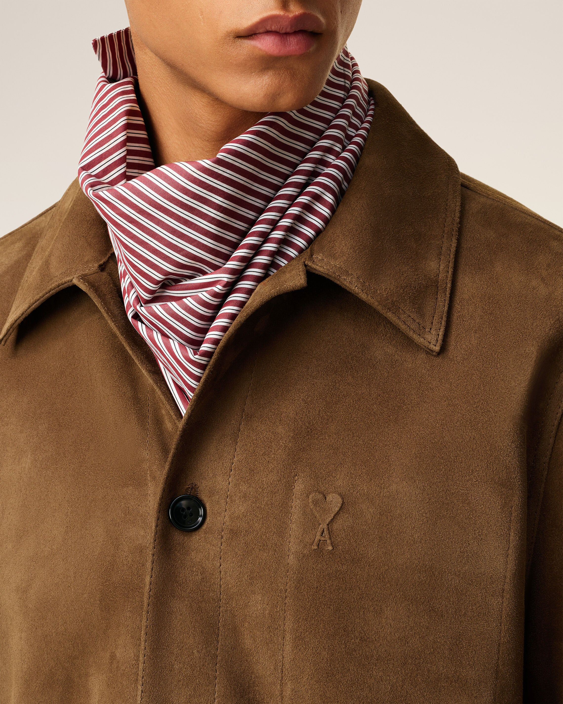 BROWN LEATHER BUTTONED AMI DE COEUR JACKET - 4