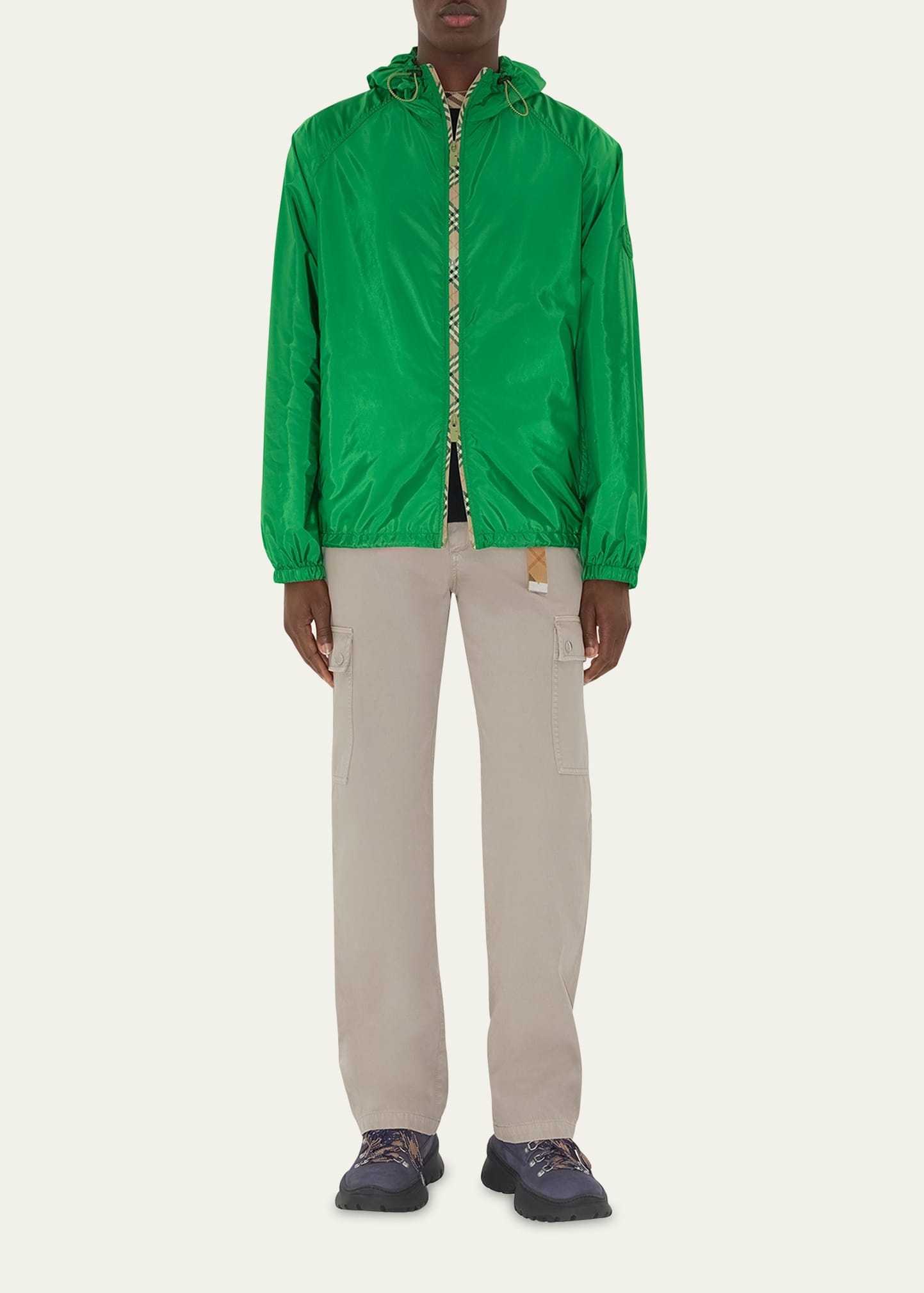 Men's Nylon Check-Zip Hooded Jacket - 2
