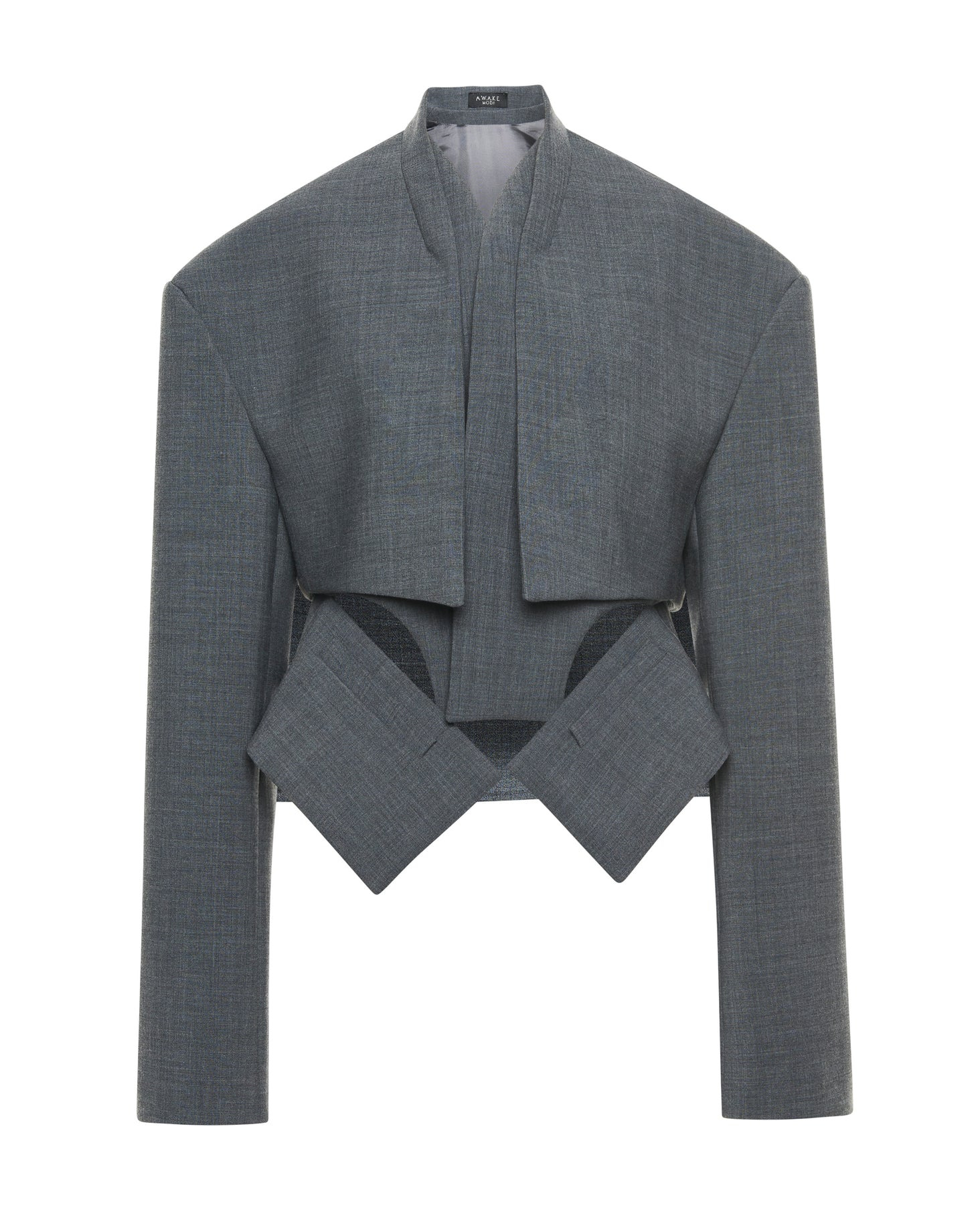 CROPPED JACKET WITH INSERT GREY - 4