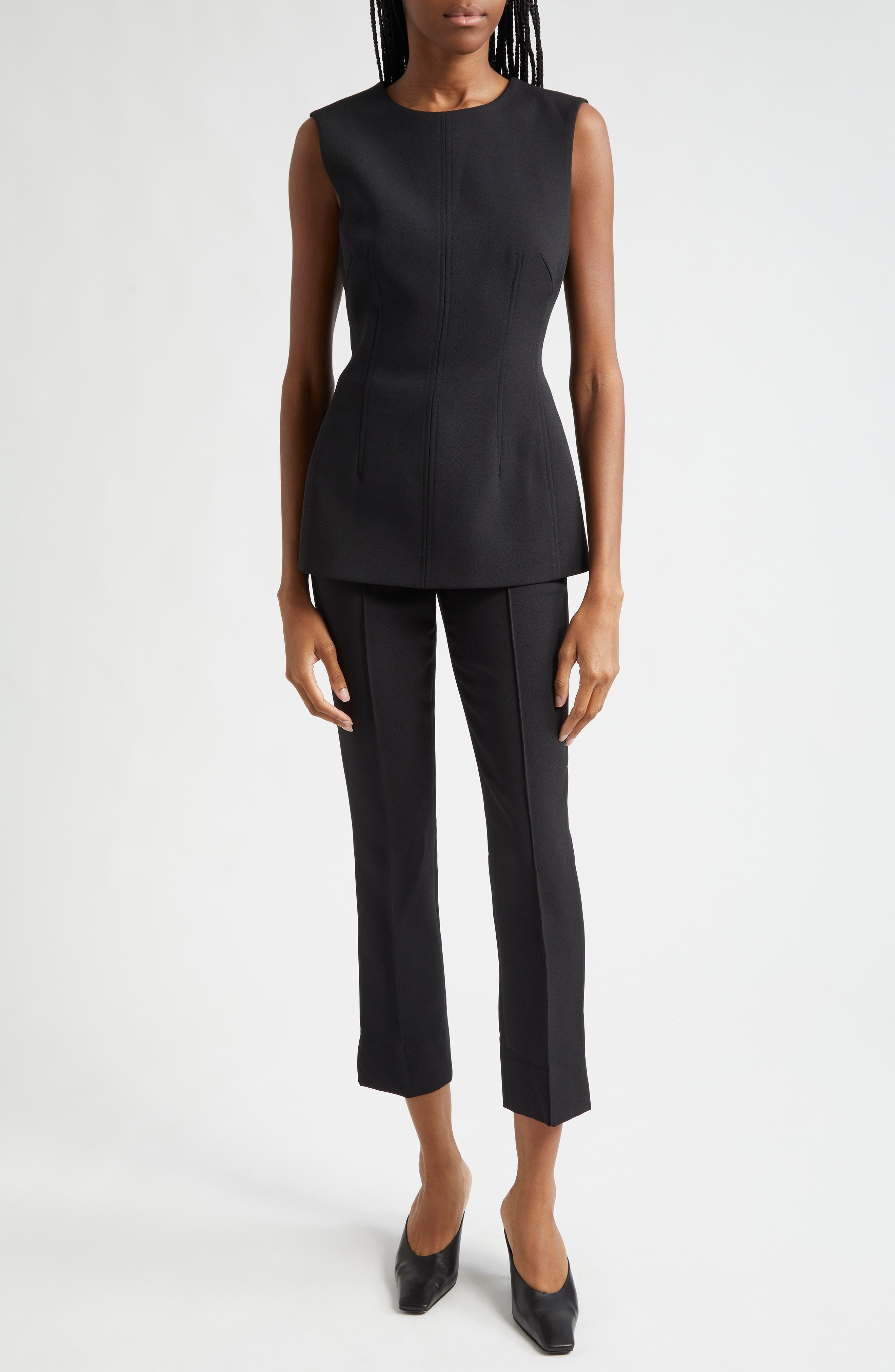 Veronica Beard Faith Sleeveless Fitted Tunic Top in Black at Nordstrom - 2