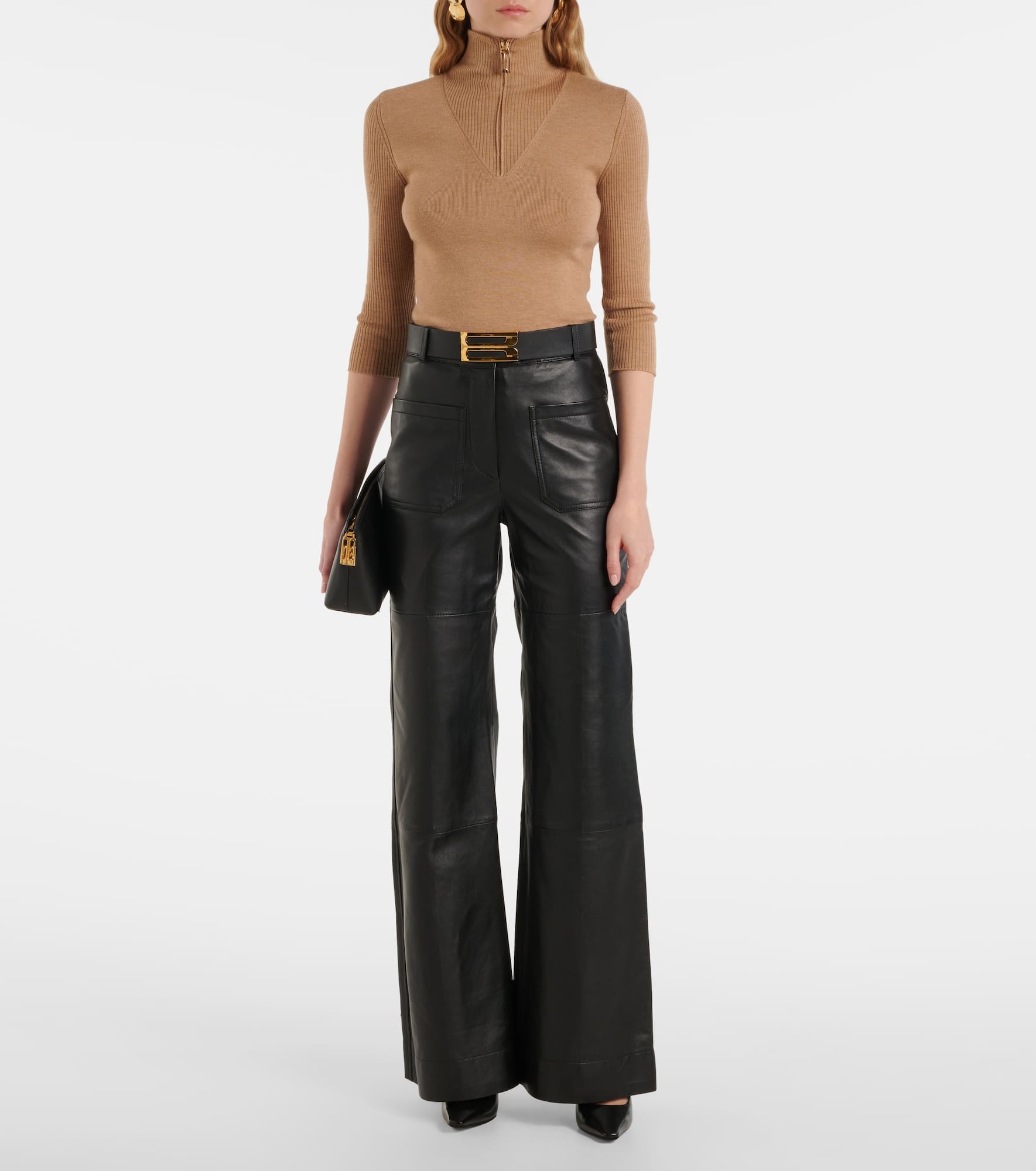 Alina high-rise leather bootcut pants - 2