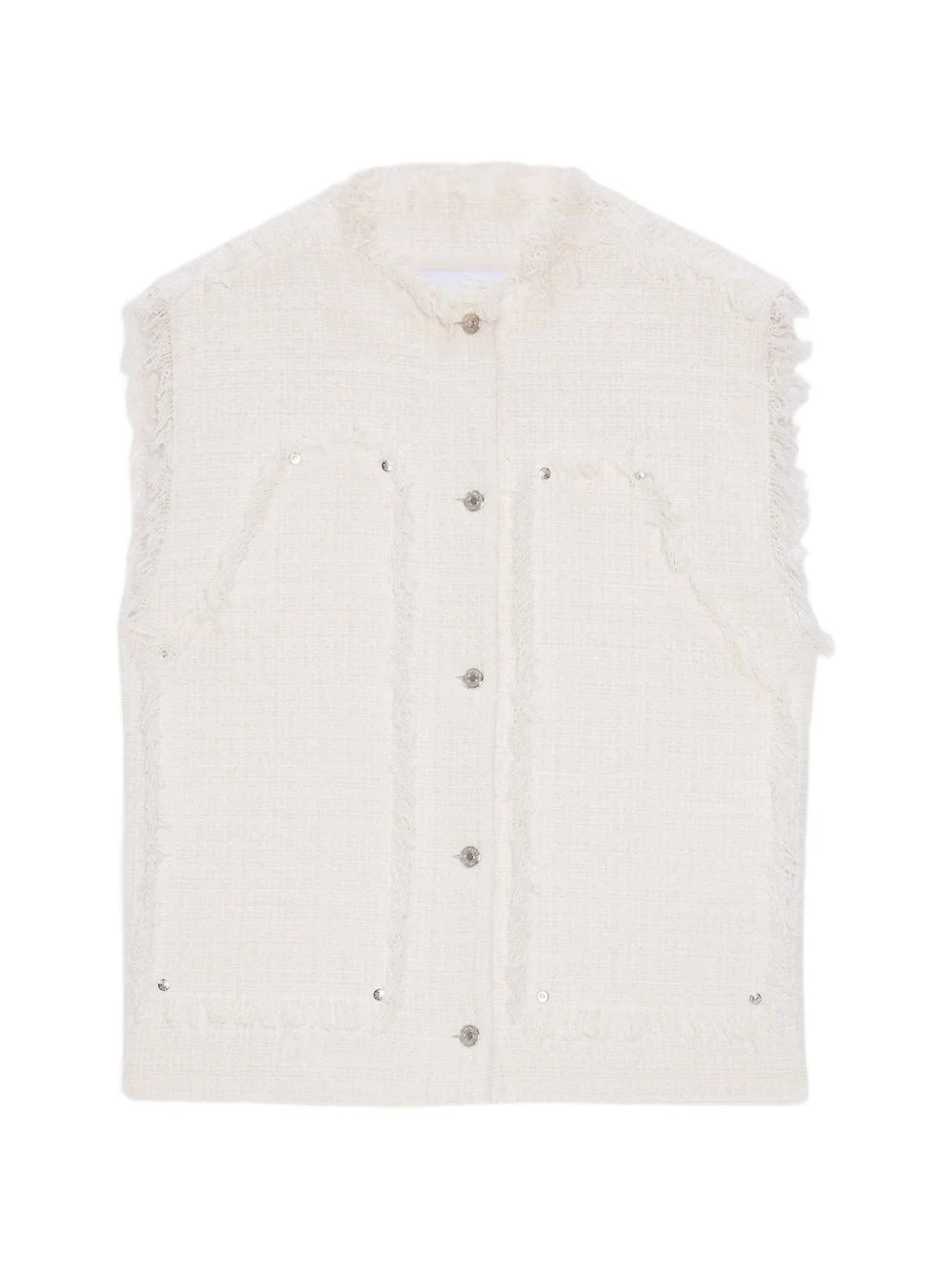 frayed buttoned vest - 1