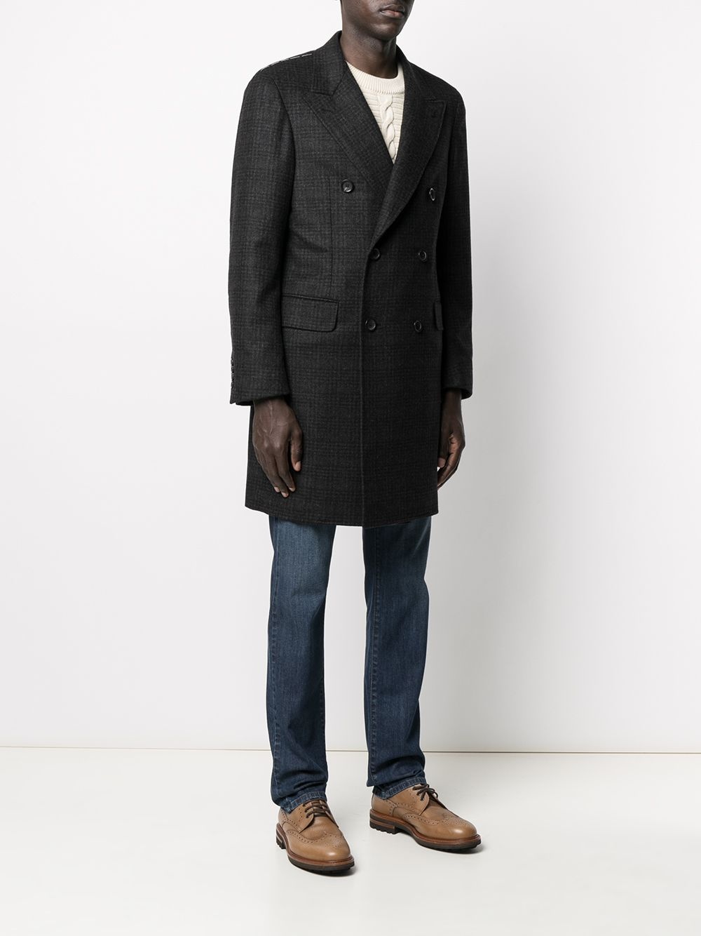 double-breasted tailored coat - 3