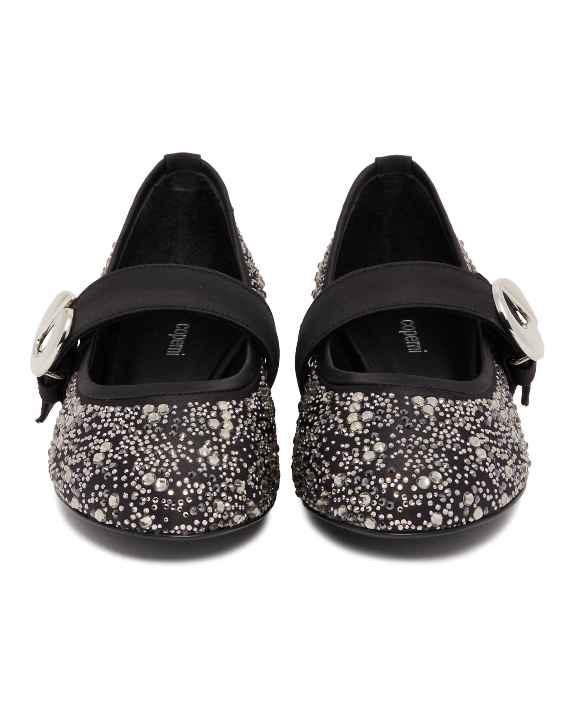 Black Mary Jane Flats with Crystals - 4