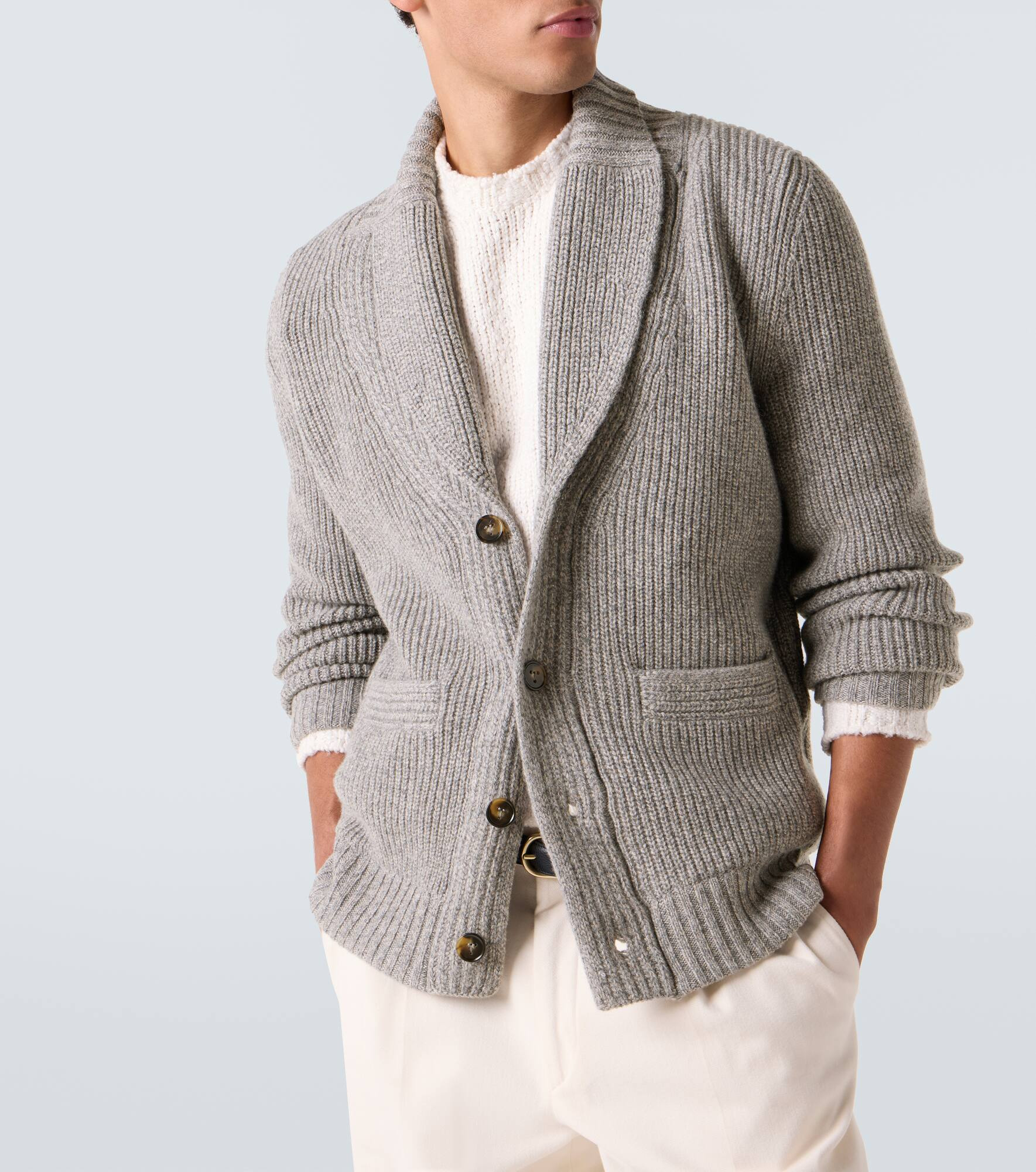 Ribbed-knit wool and cashmere cardigan - 5