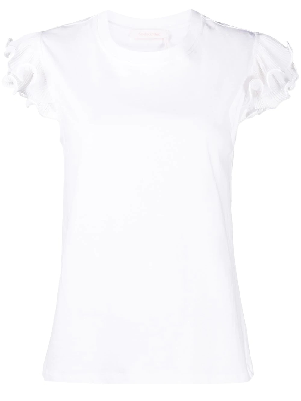 ruffle-trim fitted T-shirt - 1