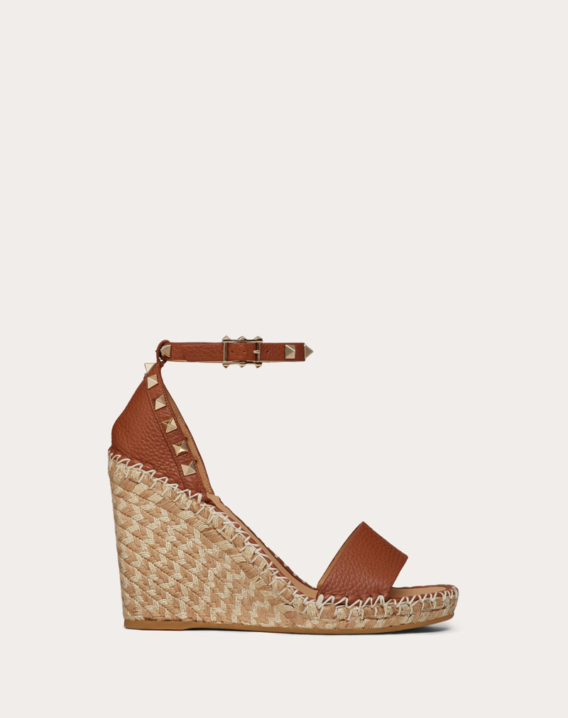 ROCKSTUD DOUBLE WEDGE SANDAL IN GRAINY CALFSKIN 105MM - 1