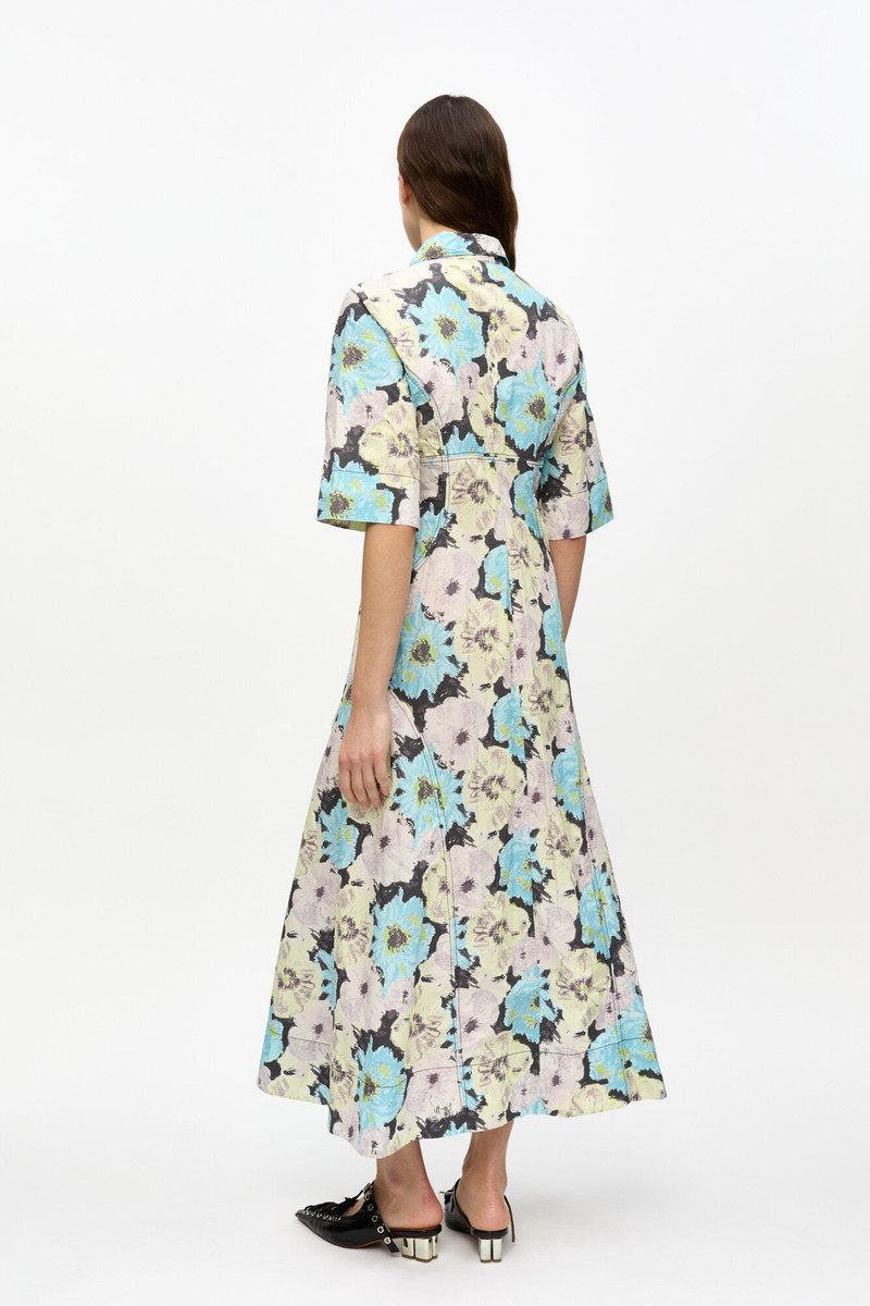 FLORAL PRINTED COTTON LONG SHIRT DRESS 3