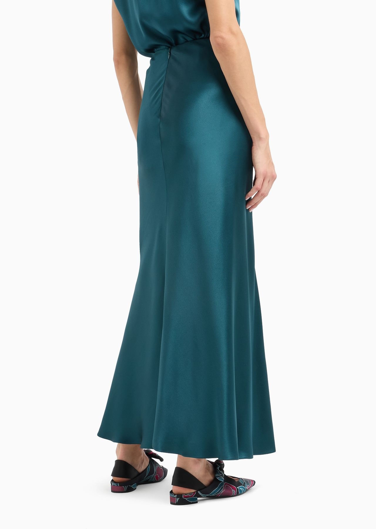 Midi skirt in double-sided silk satin - 3