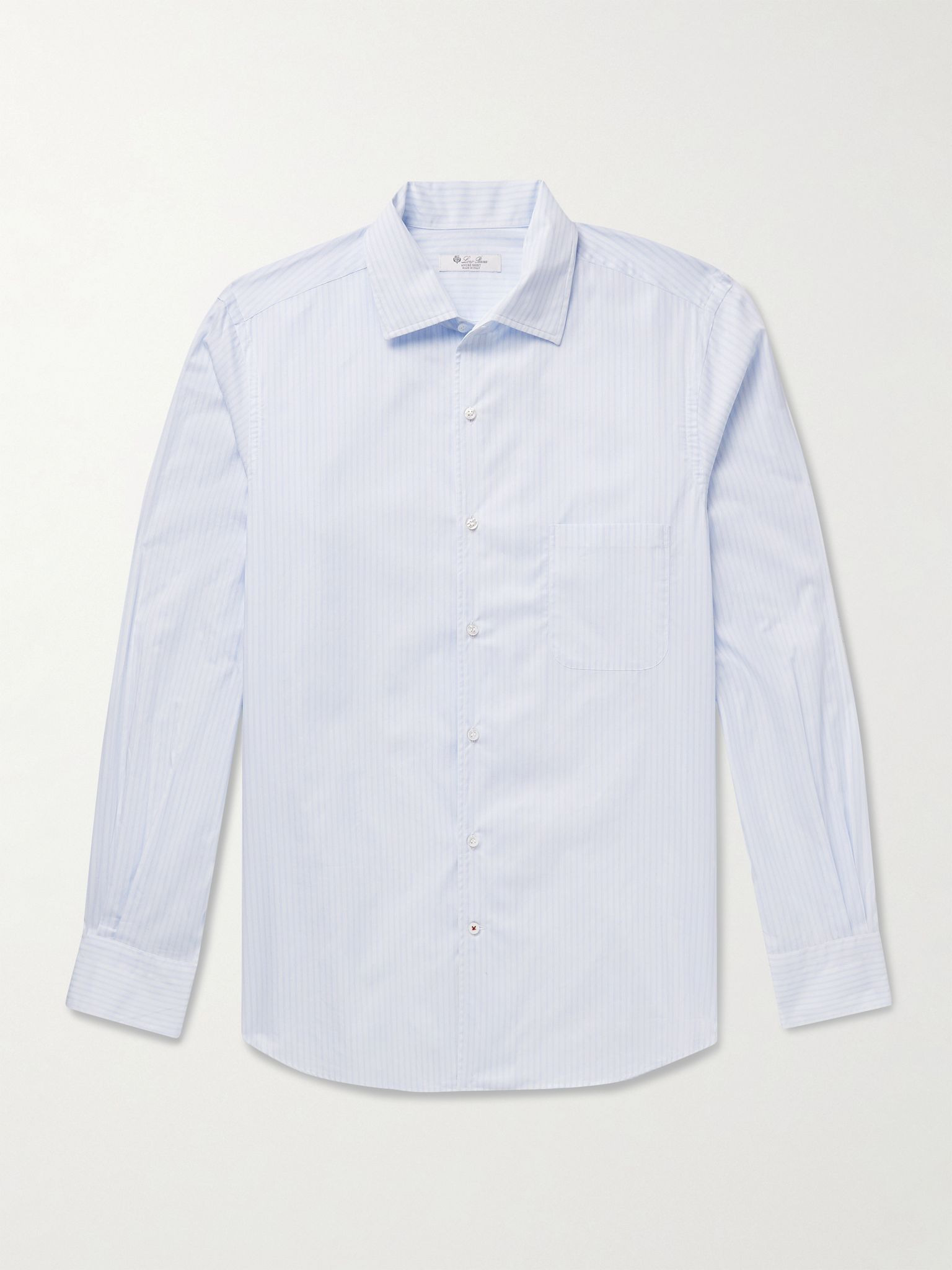 André Striped Cotton-Poplin Shirt Blue - 1