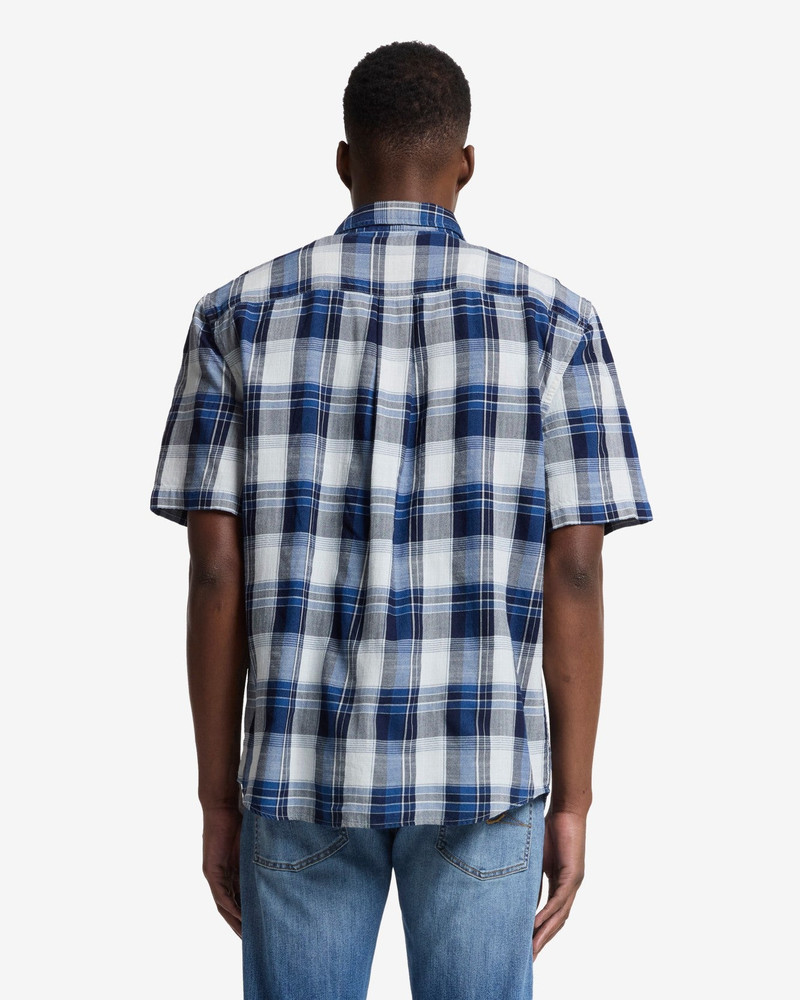 Short Sleeve Button Up Shirt in Indigo Check 5