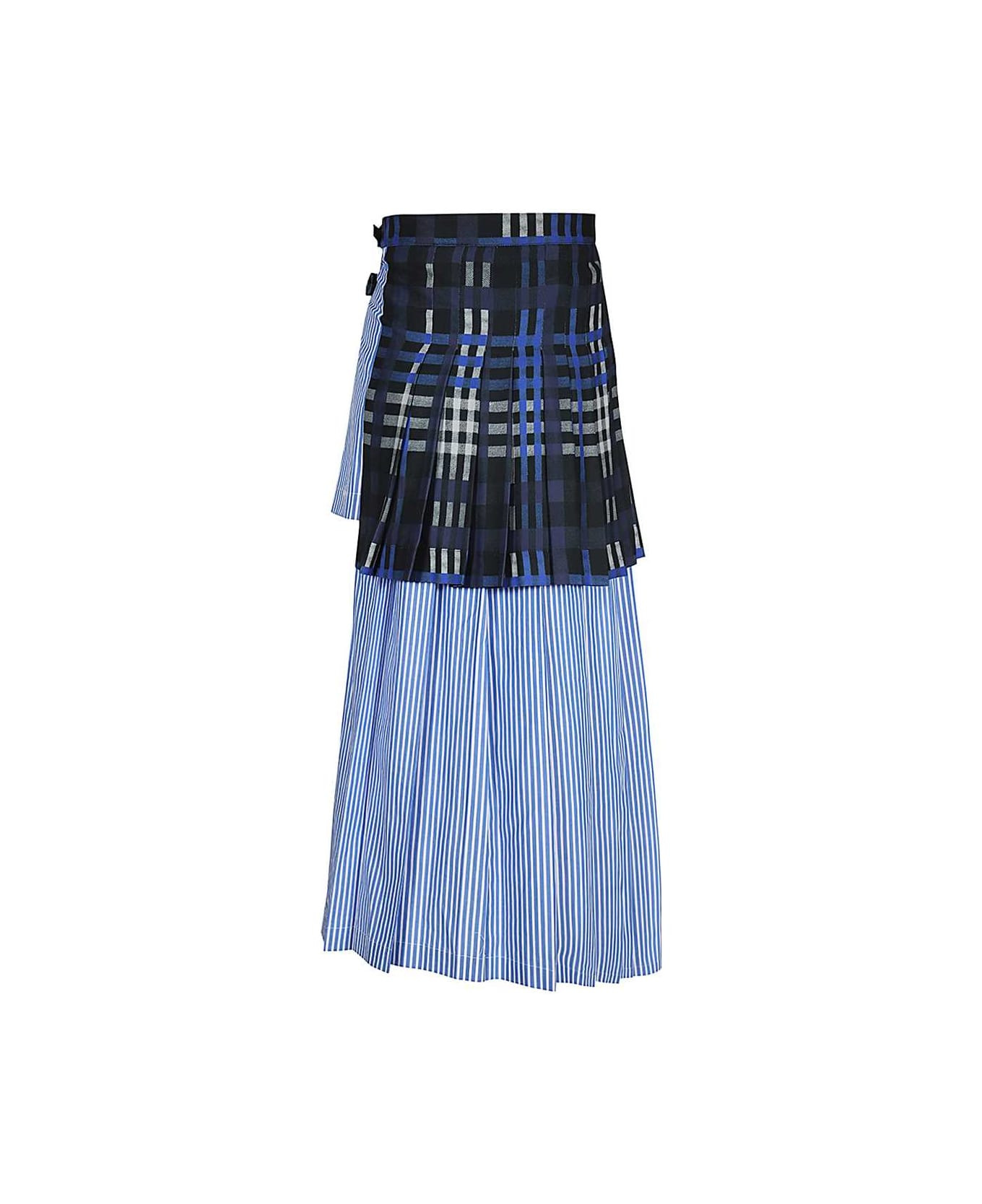 High-waist Mix-printed Layered Midi Skirt - 2