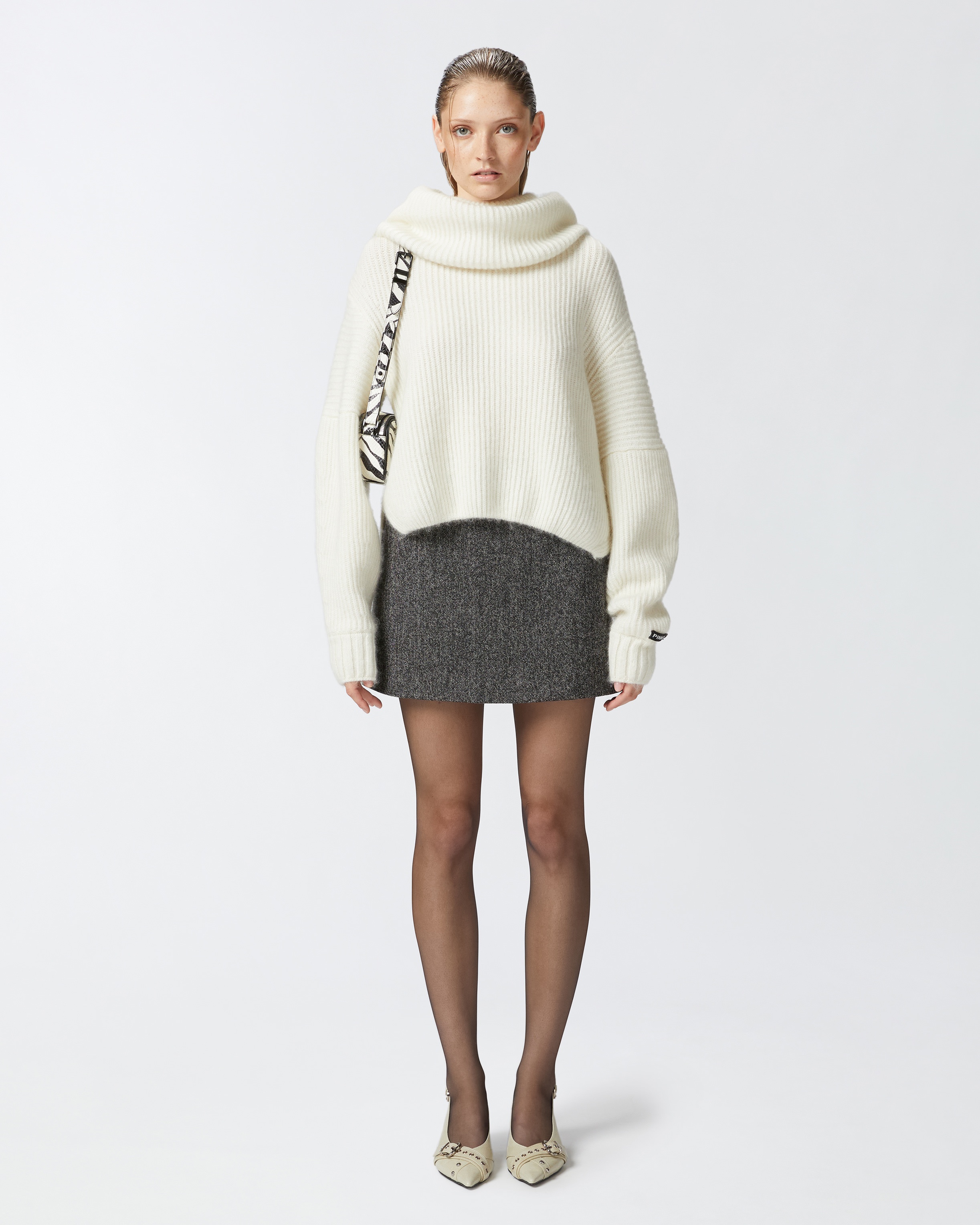 RIBBED PULLOVER WITH LARGE FOLD-OVER NECK - 3