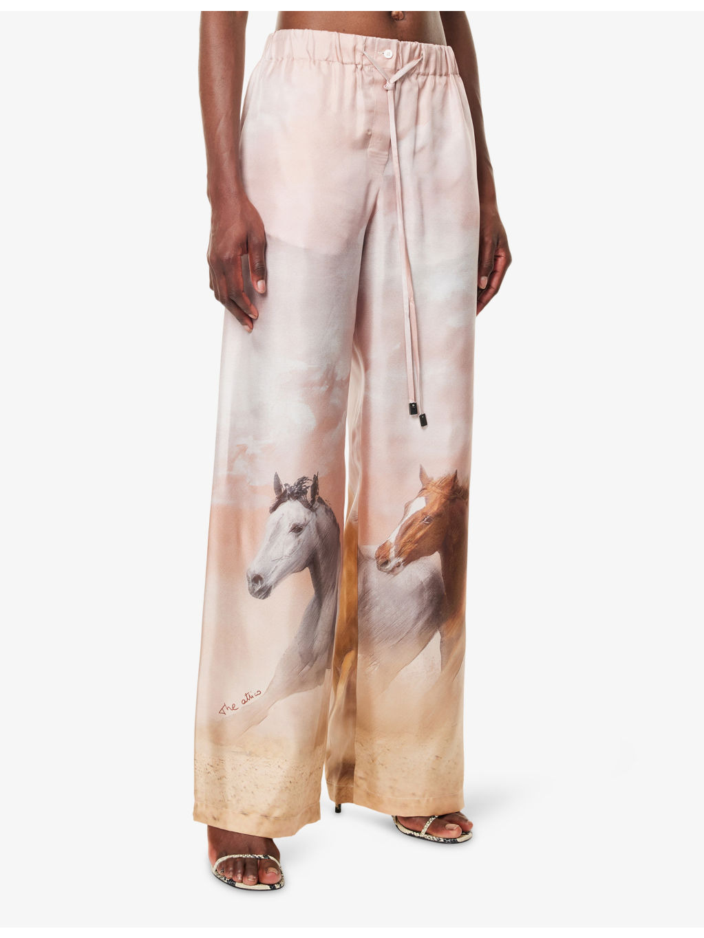 Drawstring Wide-Leg Silk Trousers - 3