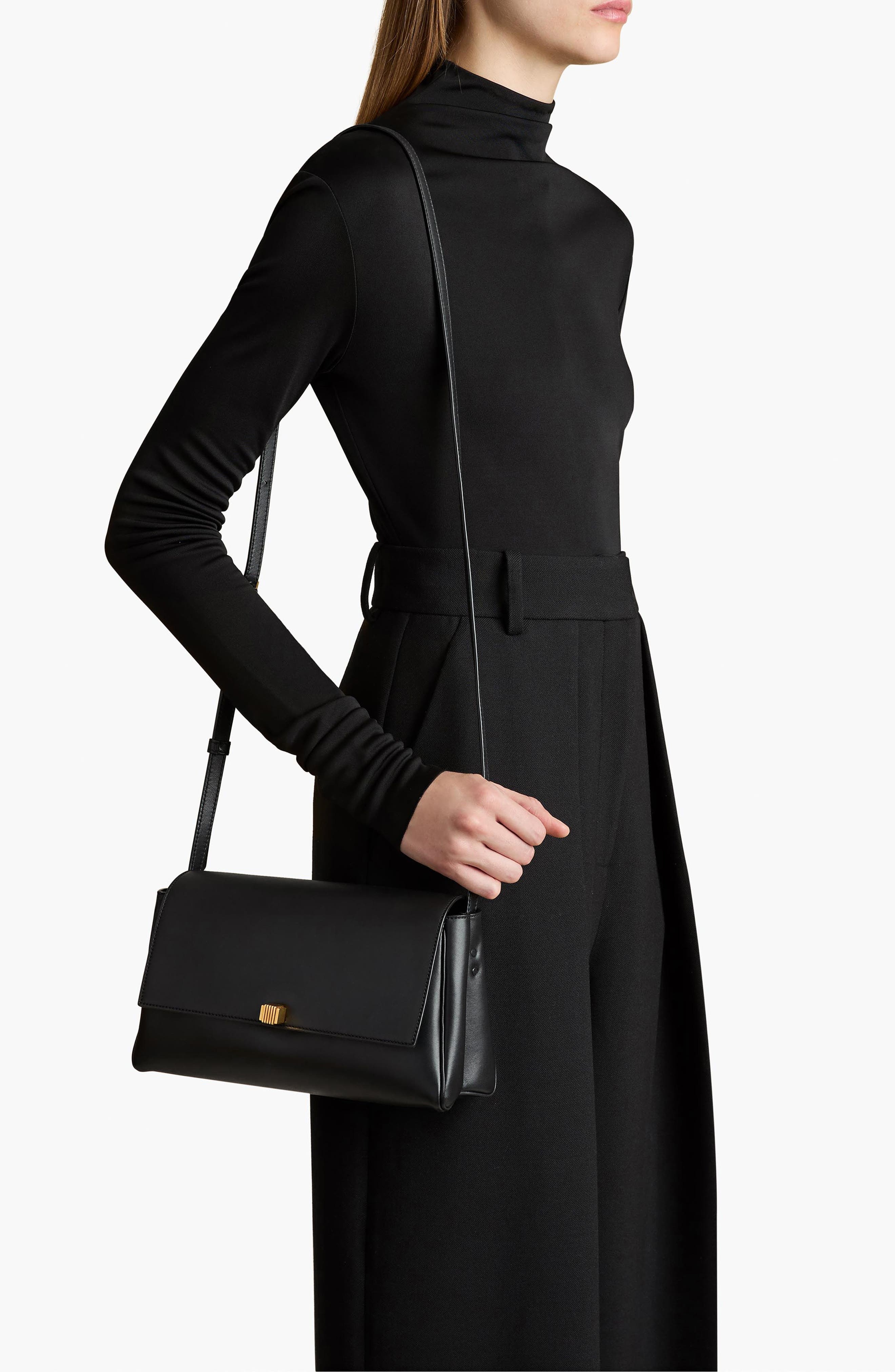 Khaite Audrey Leather Crossbody Bag in Black 200 at Nordstrom - 2