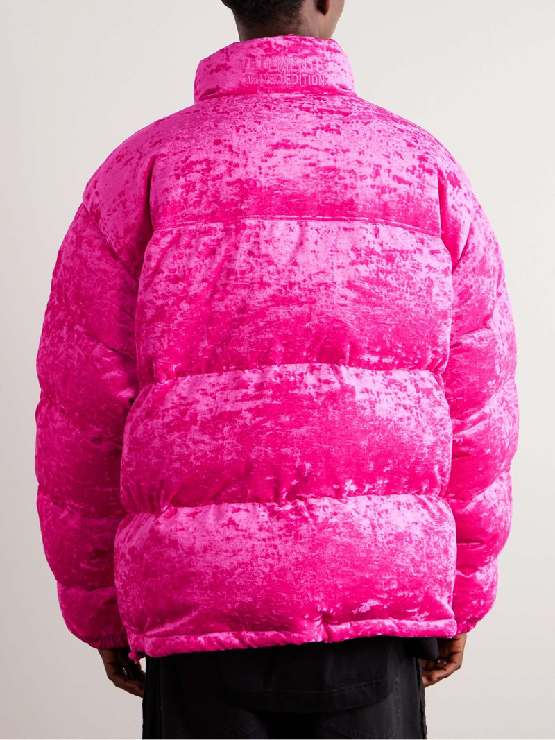 Logo-Appliquéd Velvet Down Jacket 4