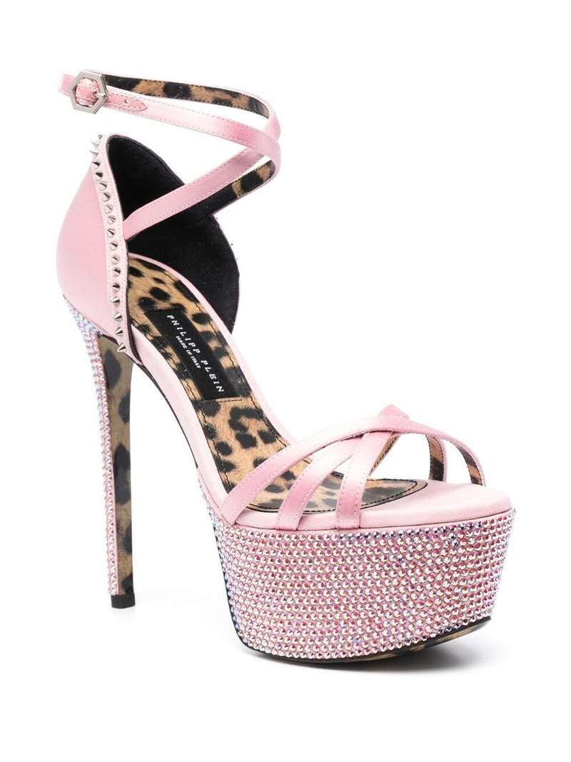 PHILIPP PLEIN embellished satin platform sandals outlook