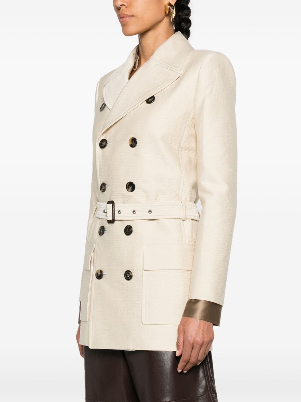belted double-breasted coat - 3