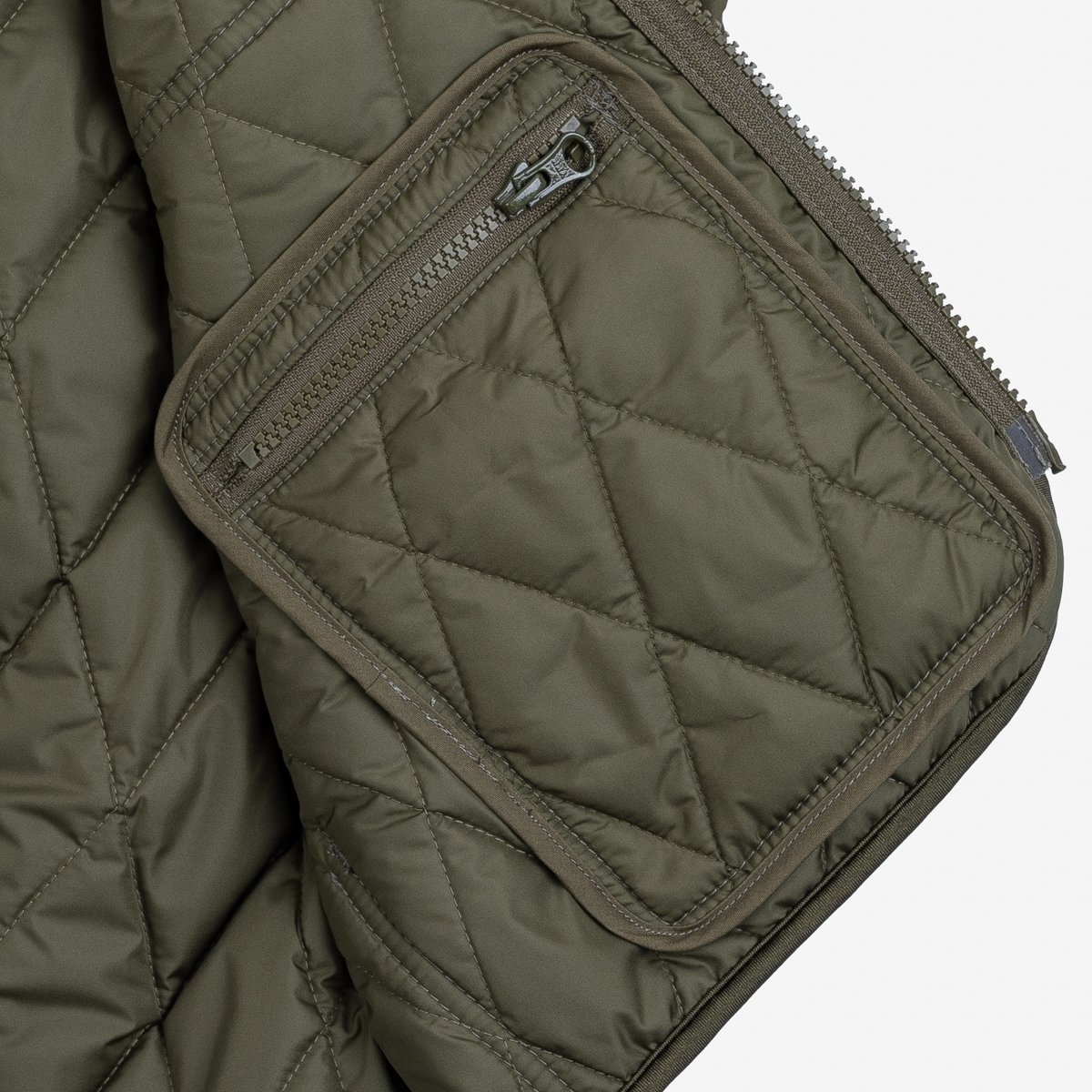 IHJ-118-OLV Collarless Lightweight Quilted Jacket - Olive - 11