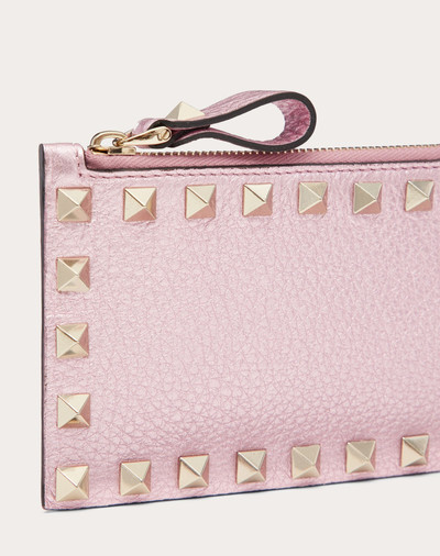 Valentino ROCKSTUD METALLIC GRAINY CALFSKIN CARDHOLDER WITH ZIPPER outlook