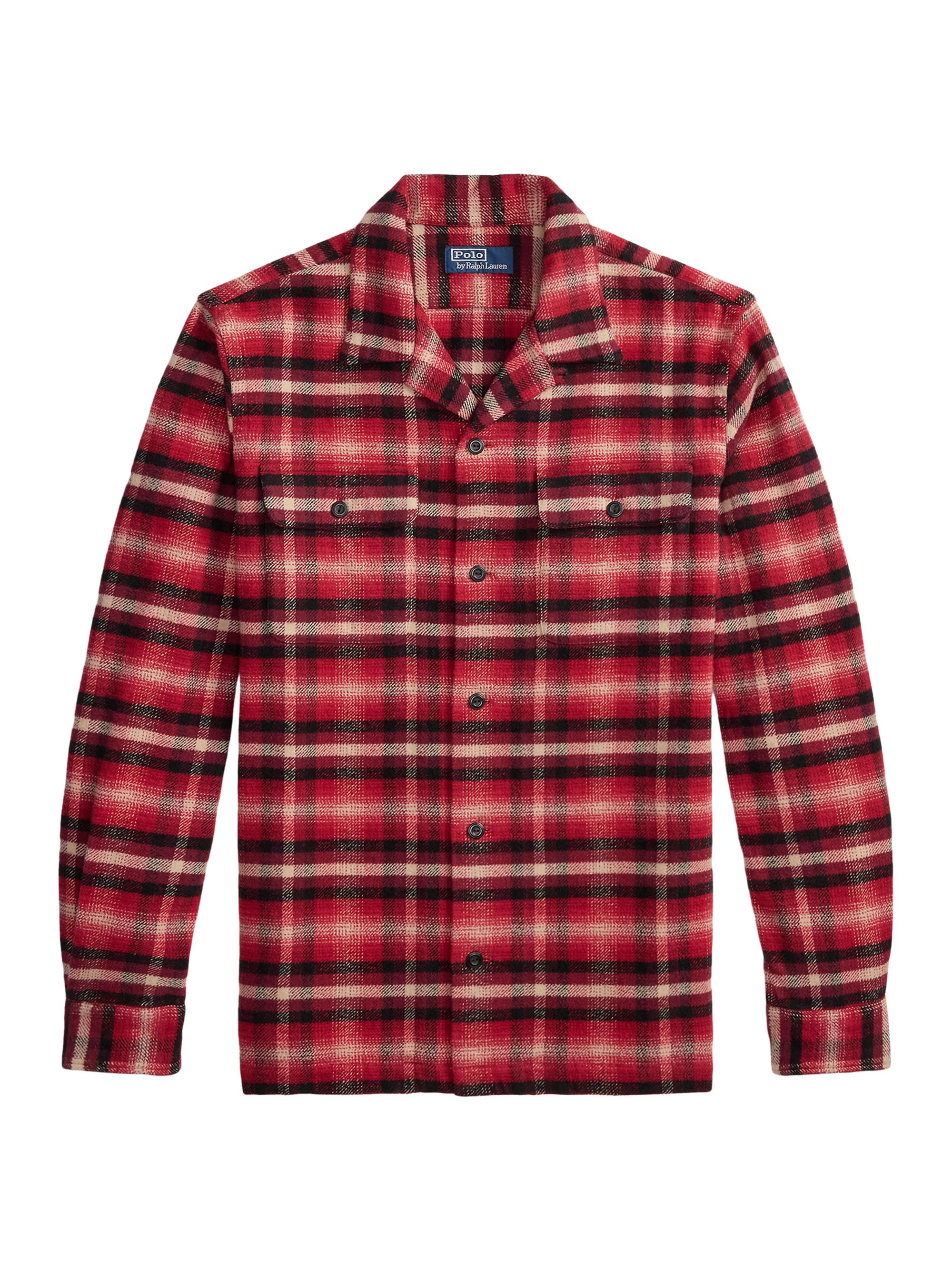 Men's Plaid Two-Sided Brushed Flannel Shirt - Red Cream Multi - 1