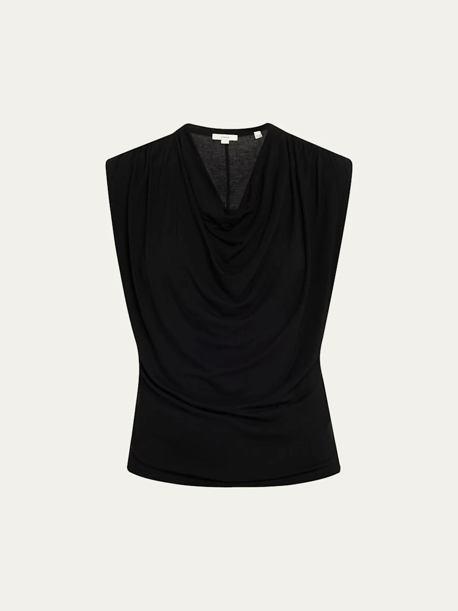 Draped Cowl-Neck Top - 1