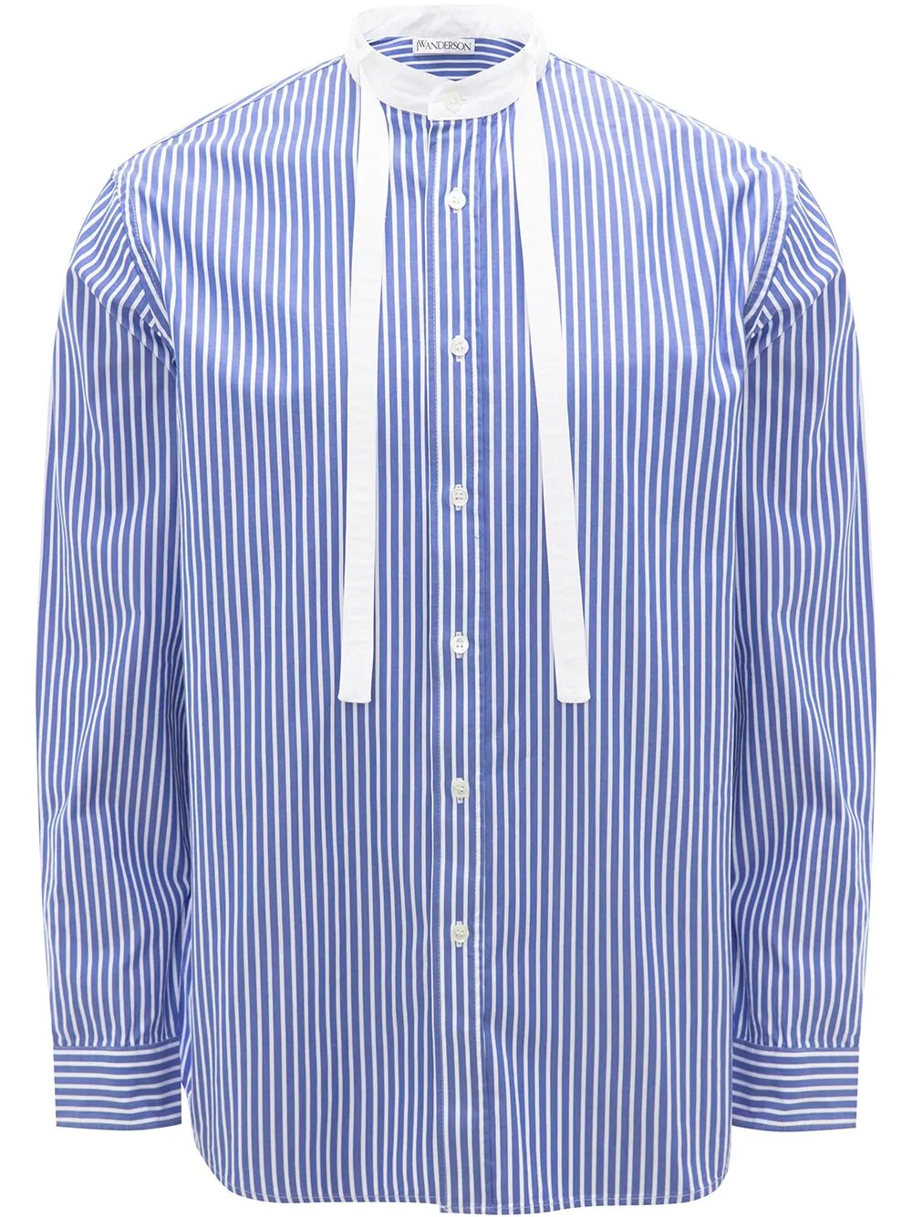 Grandad neck tie striped shirt - 1